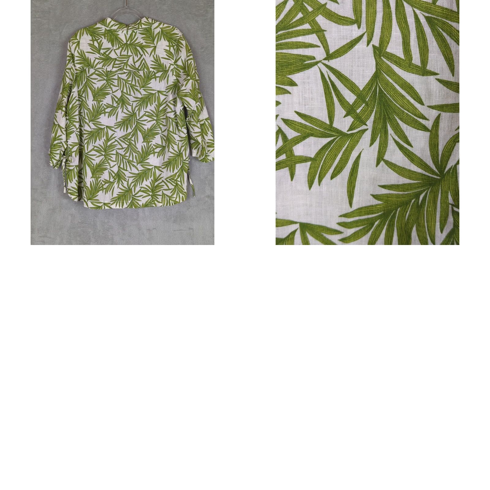 Nicole Miller Nicole Miller Green Tropical Print 1X Linen Popover Tunic Boho Beach Blouse Size XL / US 12-14 / IT 48-50 - 8 Thumbnail