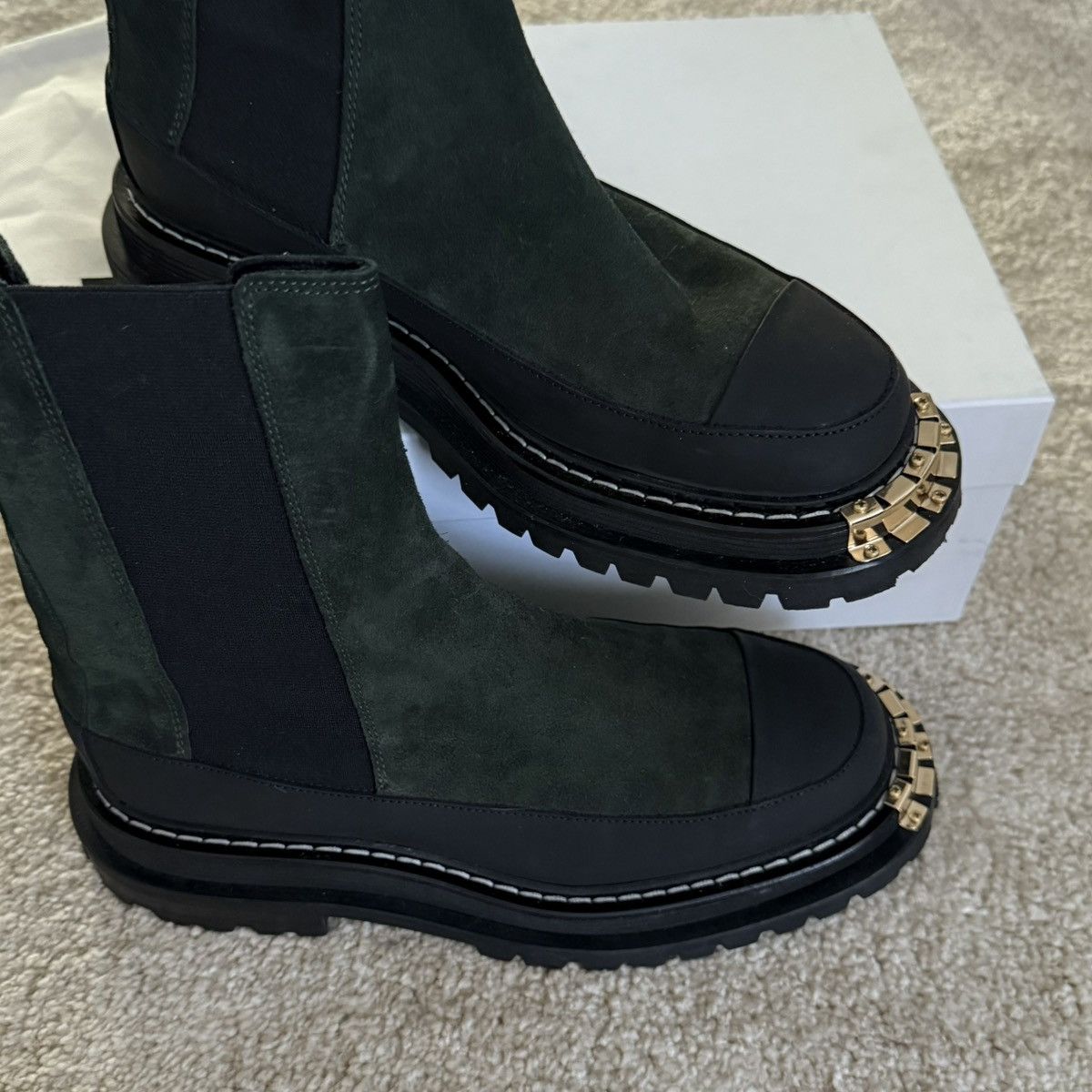 Sandro SANDRO Liam Metallic-detail Suede Boots In Verts Size US 9 / IT 39 - 5 Thumbnail
