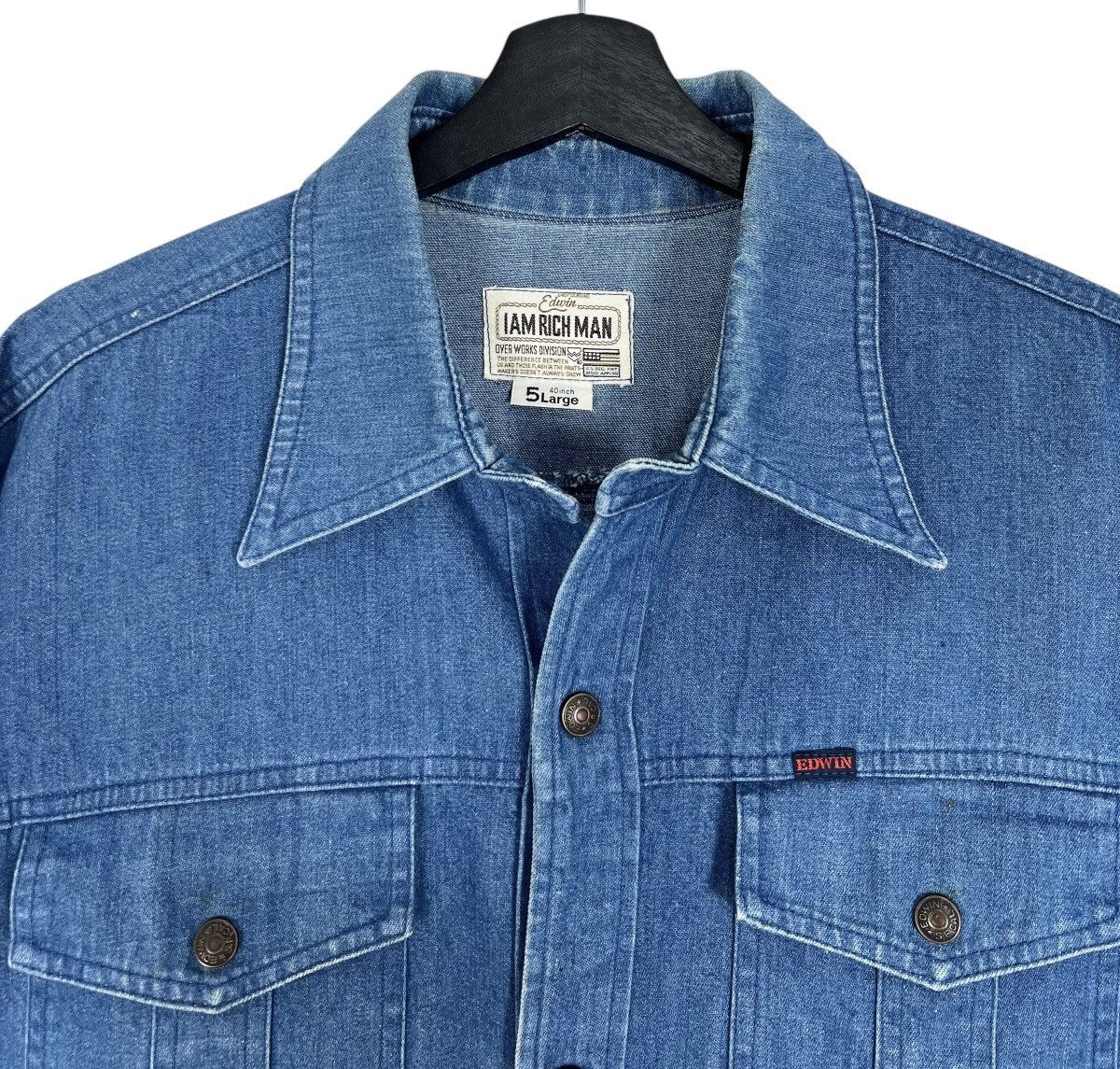 Edwin RARE 90s Vintage Edwin “i am rich man” Chore Denim Jacket Size US L / EU 52-54 / 3 - 5 Thumbnail
