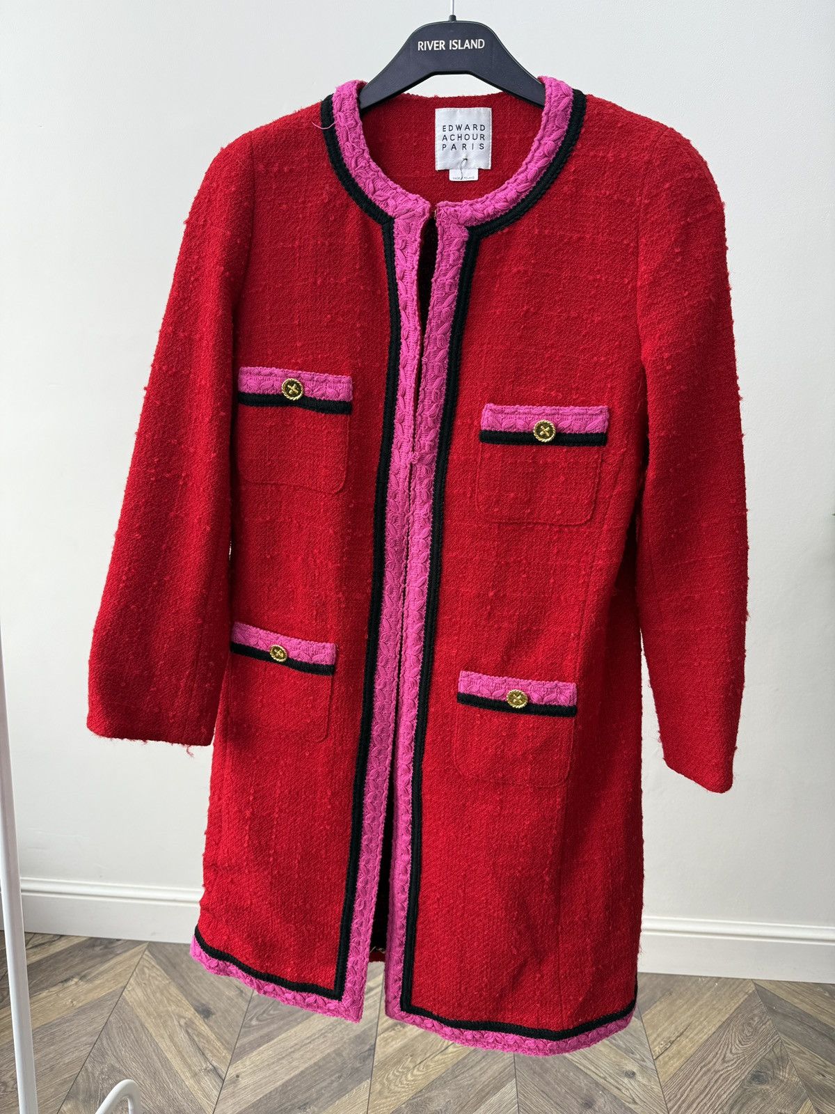 Other Vintage Edward Achour Paris Wool Blend Tweed Coat Women’s Size S / US 4 / IT 40 - 2 Thumbnail
