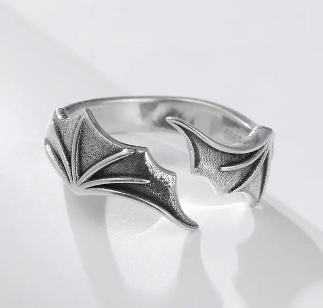 Jewelry Sterling Silver 925 Punk Gothic Streetwear Bat Ring Size ONE SIZE - 2 Thumbnail