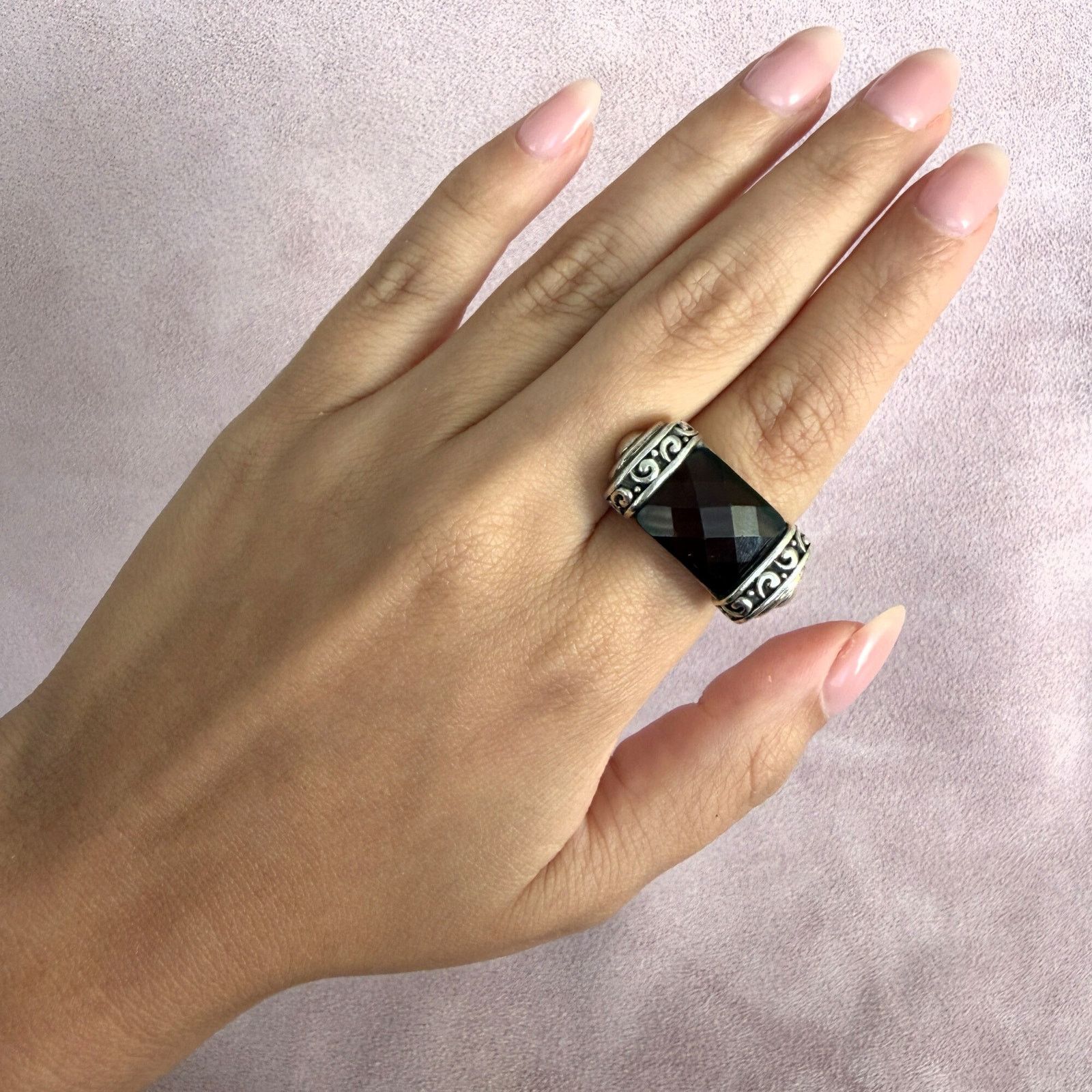 Sterling Silver sterling silver chunky faceted purple cz ring size 6.5 Size ONE SIZE - 2 Thumbnail
