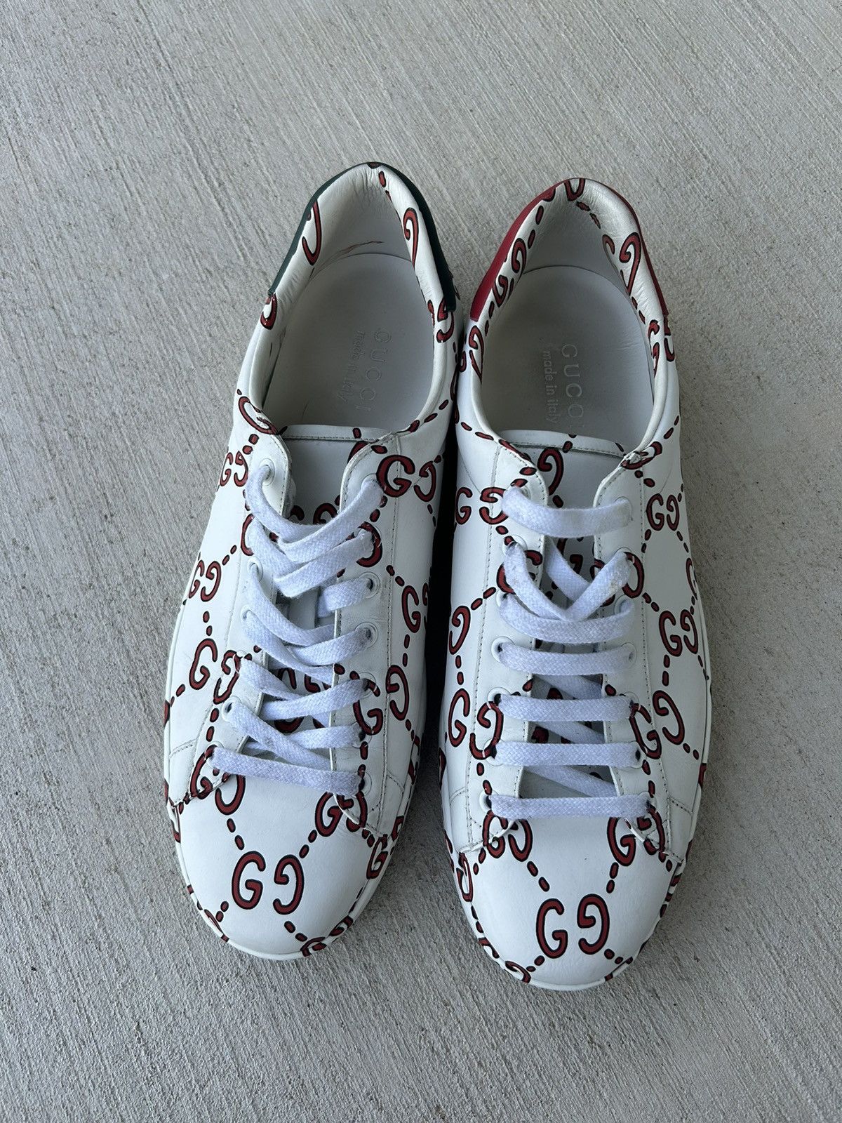 GUCCI Ace GG Monogram Print Leather Sneaker