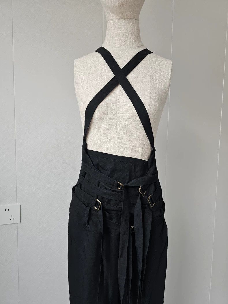 Ann Demeulemeester black silk wool blend bib overall dress - dmc Size L / US 10 / IT 46 - 1 Thumbnail