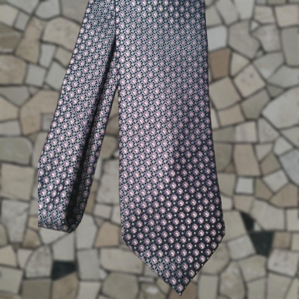 Vintage Giorgio Brutini Silk Lavender Mix Shapes Necktie Men's Classic Tie Silk Purple 57"-60" Size ONE SIZE - 1 Thumbnail
