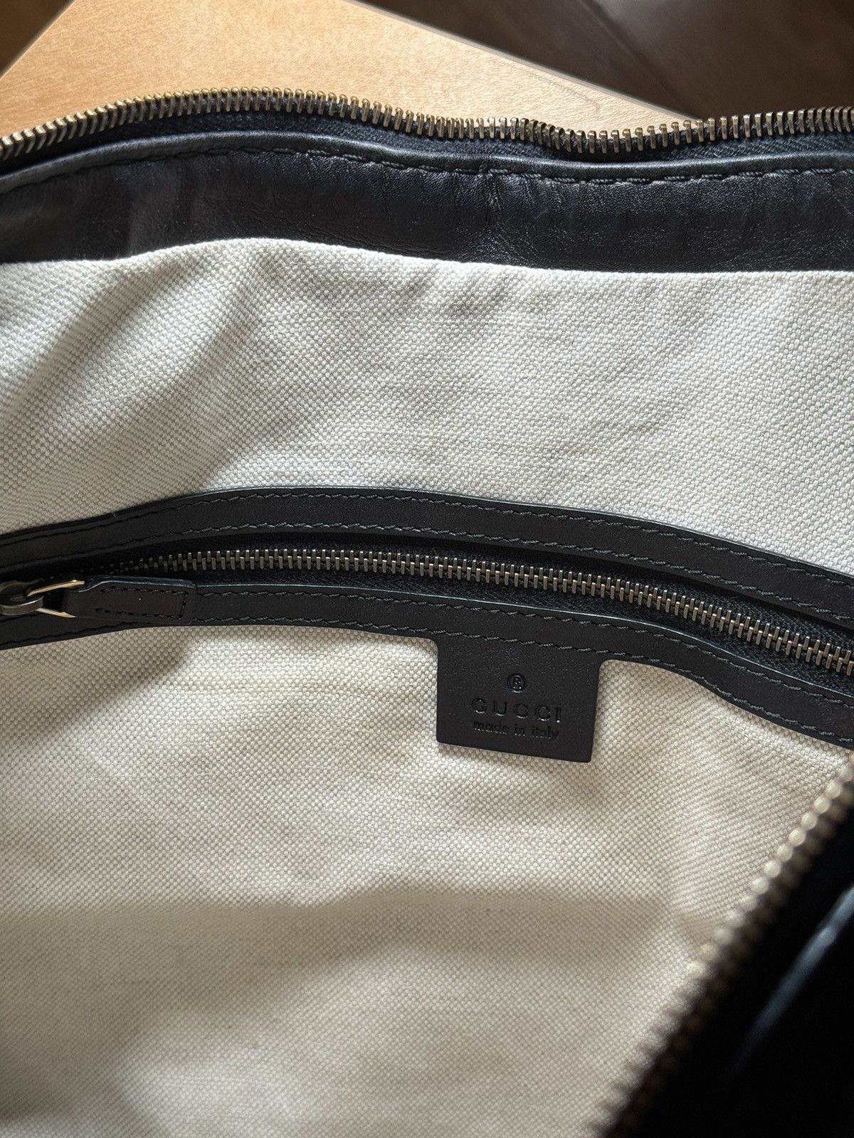 Gucci GUCCI Black Leather GG Running Medium Double G Hobo Bag Size ONE SIZE - 10 Thumbnail
