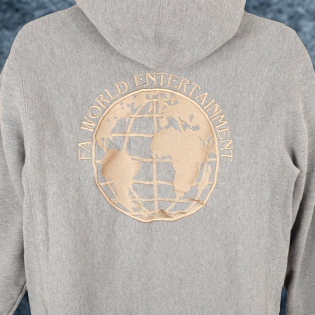 F*cking Awesome Hoodie Mens Size Medium Gray FA World Entertainment Reverse Weave Skateboarding Embroidered Pullover Sweatshirt