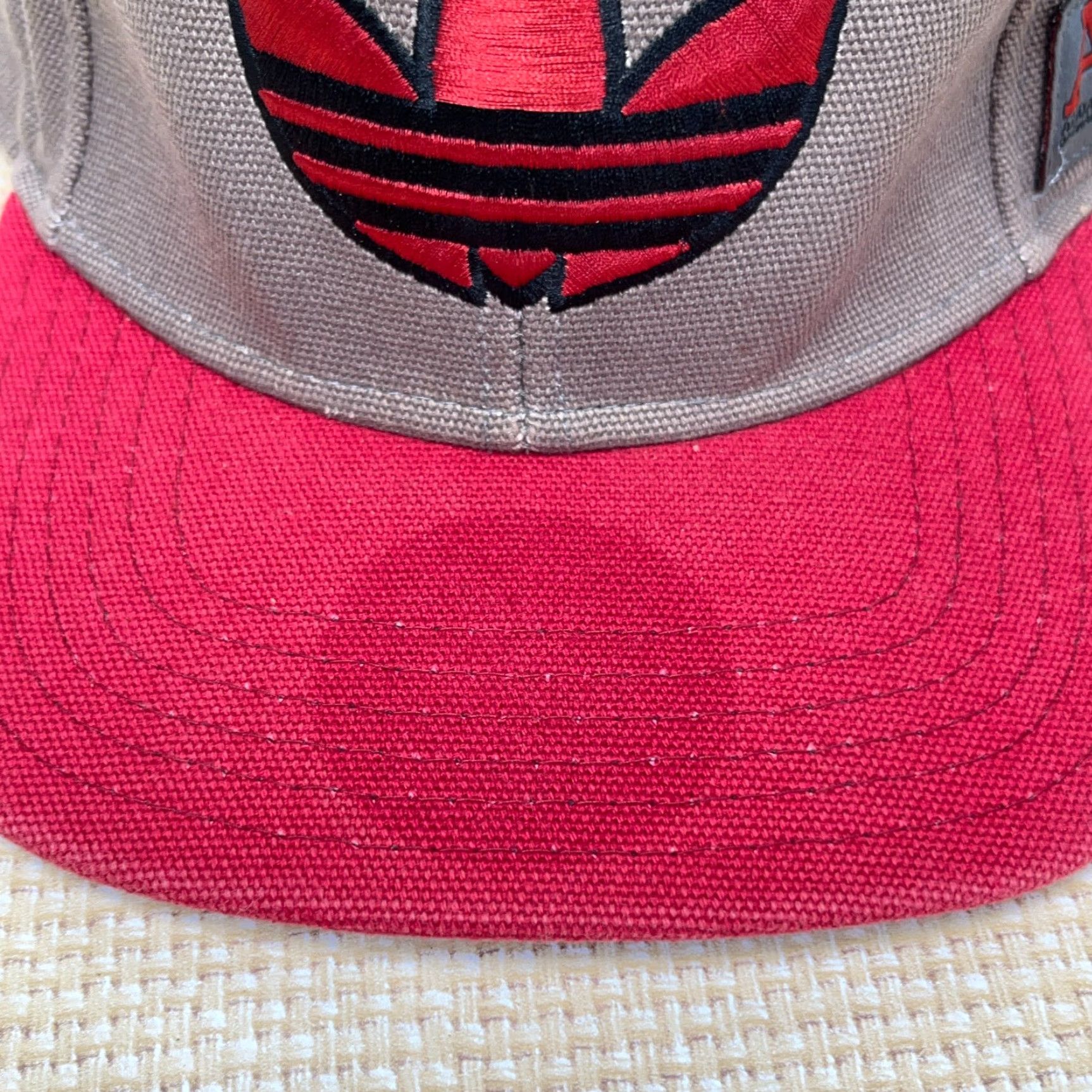 Adidas Adidas Hat Cap Trefoil Black Red Gray Canvas Faded Retro Adult Y2K Strap Back Size ONE SIZE - 3 Thumbnail