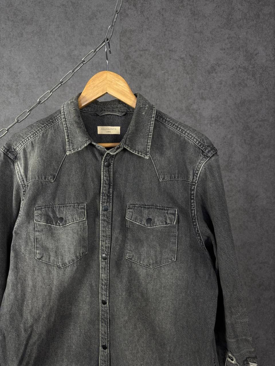 Allsaints Allsaints designer distressed denim shirt Size US L / EU 52-54 / 3 - 2 Thumbnail