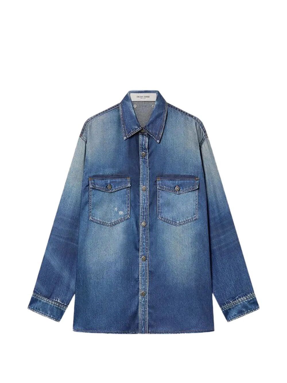 Golden Goose `Journey` Oversize Denim Shirt With Print Size S / US 4 / IT 40 - 1 Thumbnail