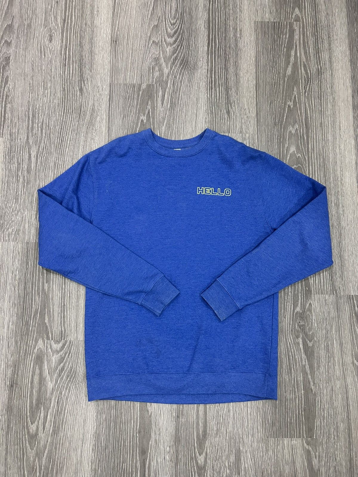Independent Trading Co. Blue crewneck sweatshirt with "Hello" design Size US L / EU 52-54 / 3 - 1 Thumbnail