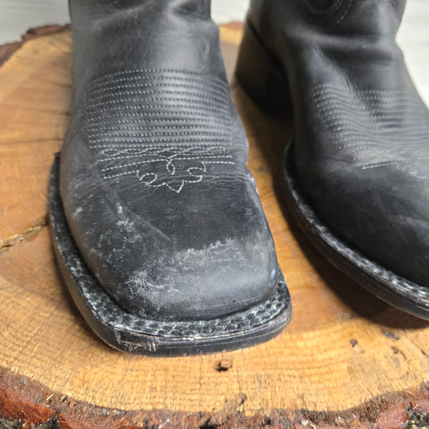 Vintage Vintage J.B. Dillon Cowboy Boots Women’s Size 8.5 Leather Square Toe Western Mid-Calf Black Size US 5 / IT 35 - 4 Thumbnail