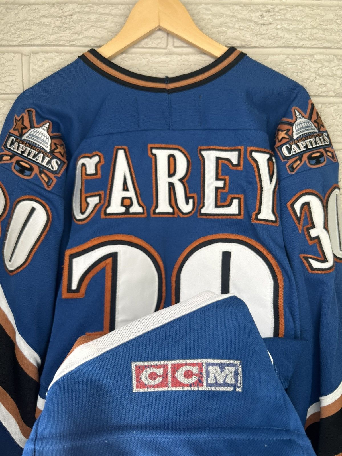 Ccm Vintage CCM Washington Capitals Jim Carey Jersey Size US XL / EU 56 / 4 - 12 Thumbnail