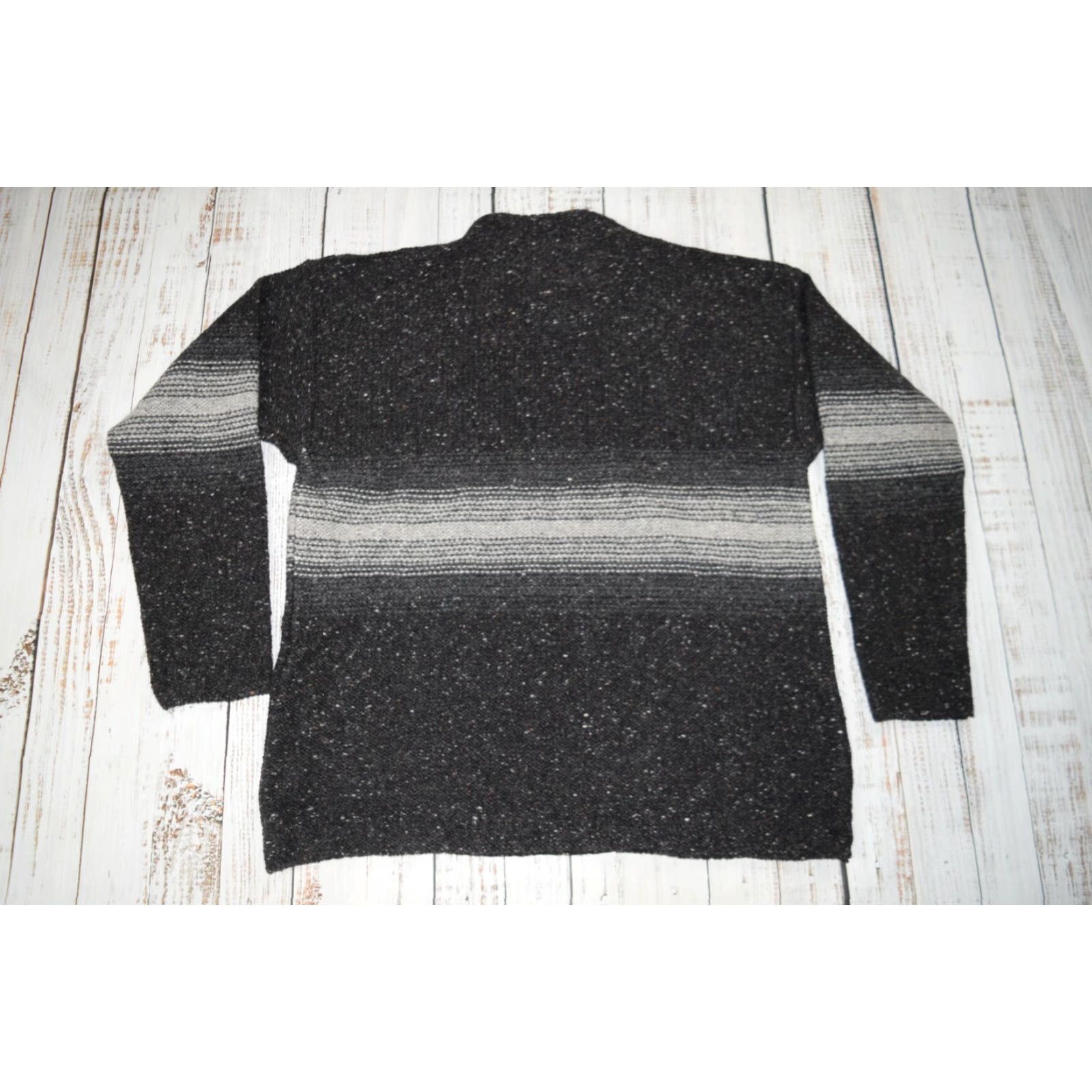 Vintage IRELAND'S EYE Women's Sweater Grey Striped Knit Lambswool Silk Blend Size XL Pullover Ireland Theme Size XL / US 12-14 / IT 48-50 - 7 Thumbnail
