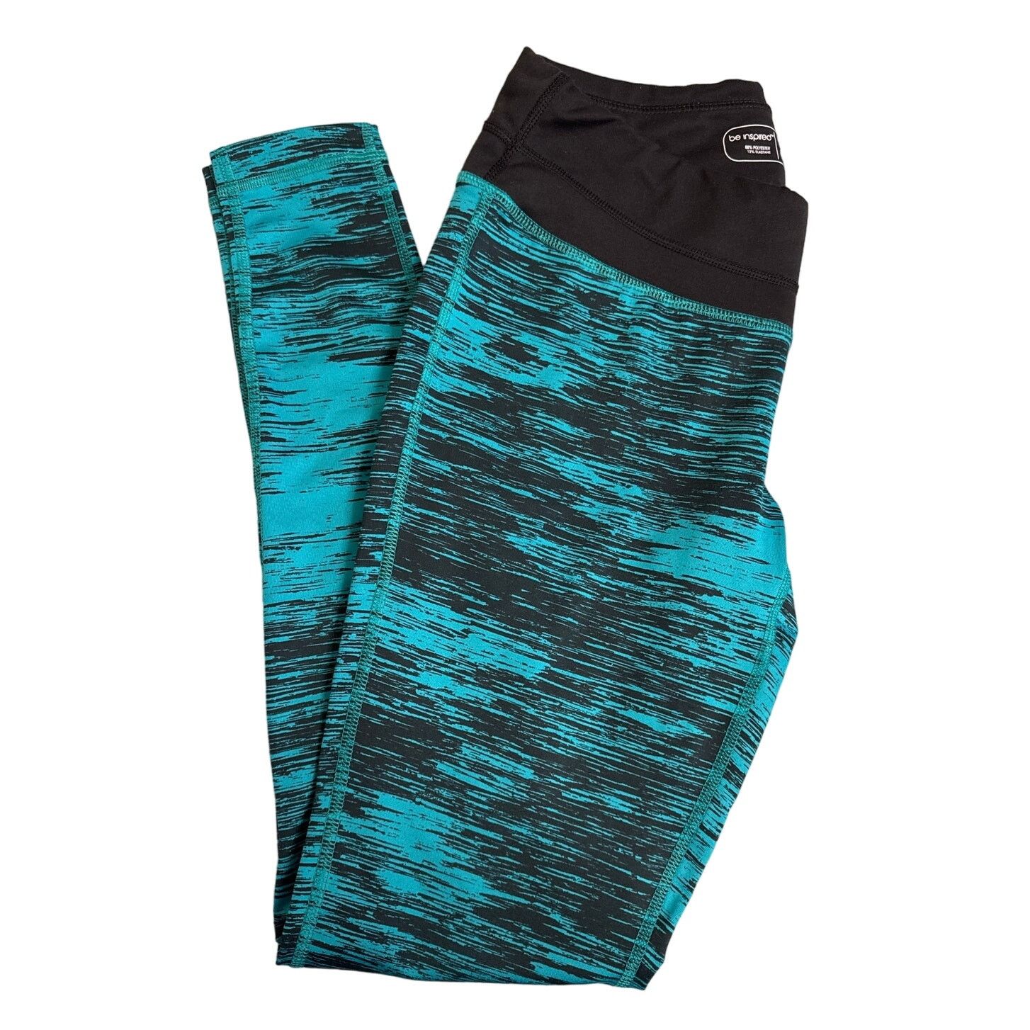 Other Be Inspired Exercise Leggings Small Turquoise Blue & Black Size 26" / US 2 / IT 38 - 1 Thumbnail