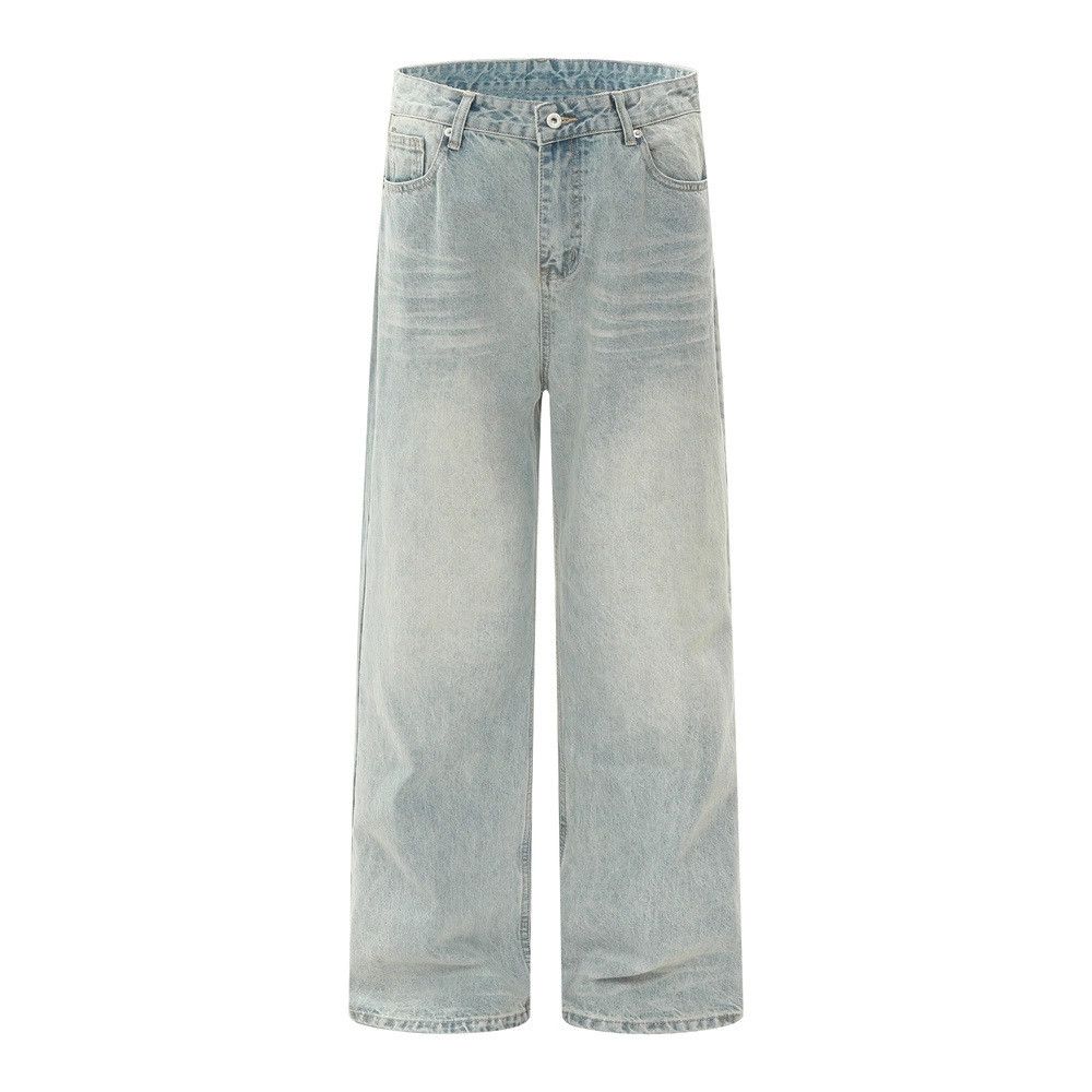 Jean Men's loose casual straight simple washed distressed jeans Size US 32 / EU 48 - 1 Thumbnail