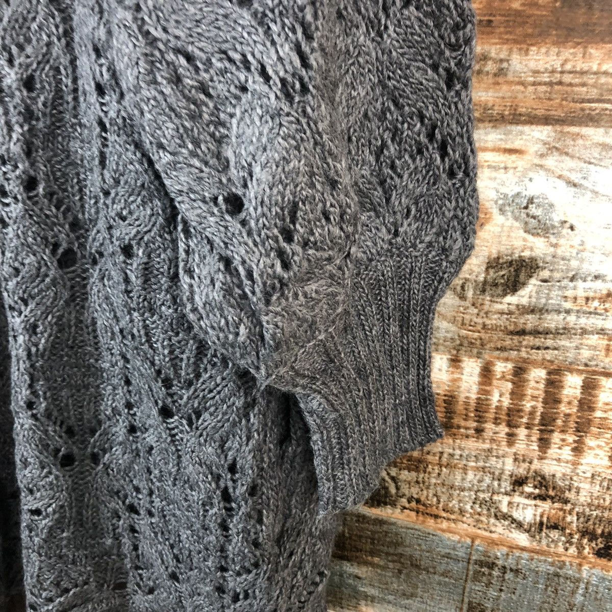Homespun Knitwear Shided Grey crochet Cardigan Knitwear #A2355 Size L / US 10 / IT 46 - 17 Thumbnail