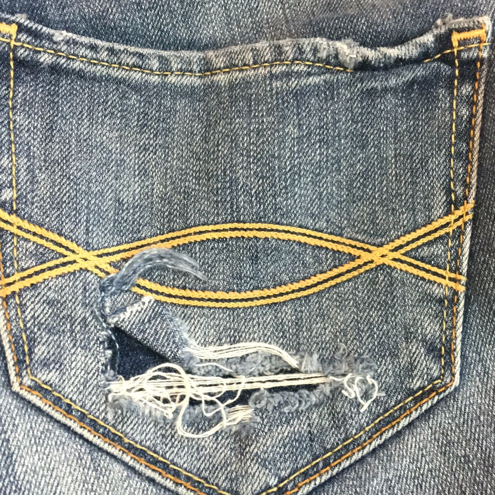 Abercrombie & Fitch Abercrombie & Fitch Jeans - Womens Skinny Denim Distressed Blue Size 6, Inseam 26, 5-Pocket, Regular Rise, Button Closure, Stretch Comfort Size 28" / US 6 / IT 42 - 6 Thumbnail