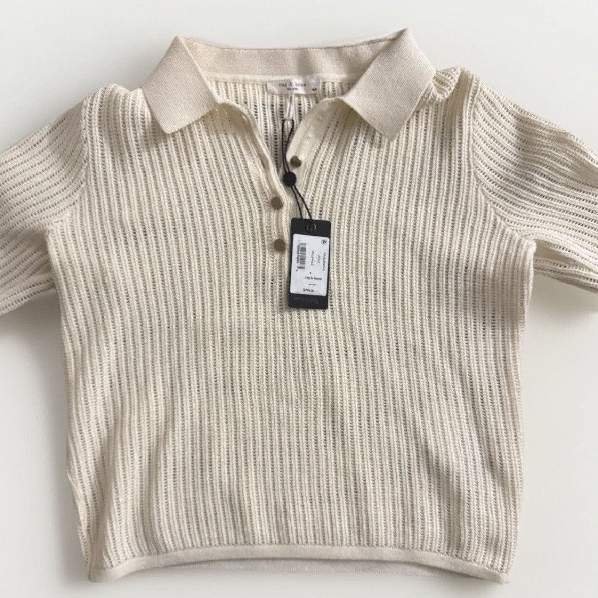 Rag & Bone Rag & Bone Vivi Polo Sweater Small Chalk White Size S / US 4 / IT 40 - 3 Thumbnail