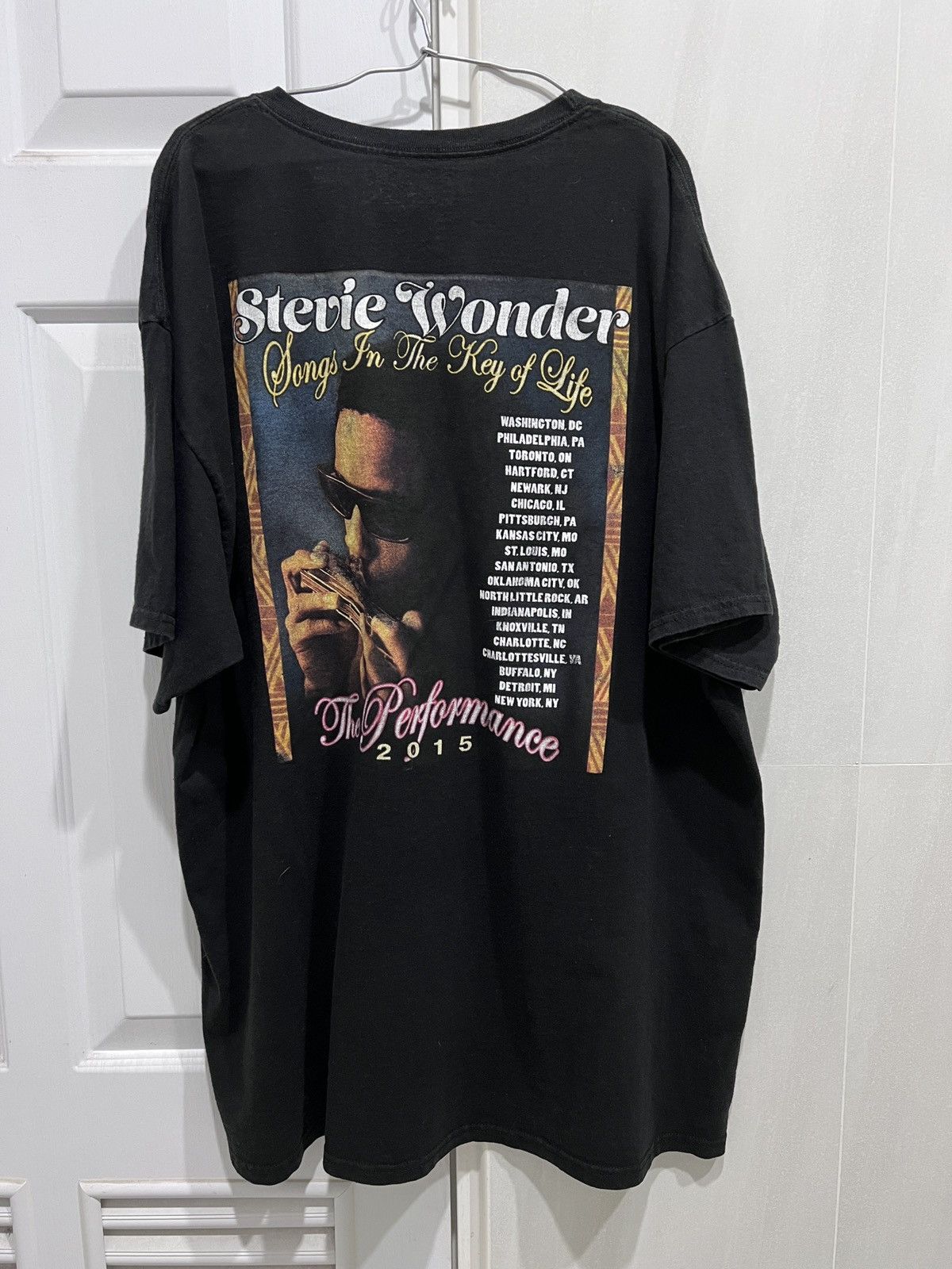 Band Tees × Rap Tees × Star Of Hollywood Stevie Wonder The Performance 2015 Tour Promo Tee 2XL Size US XXL / EU 58 / 5 - 2 Thumbnail