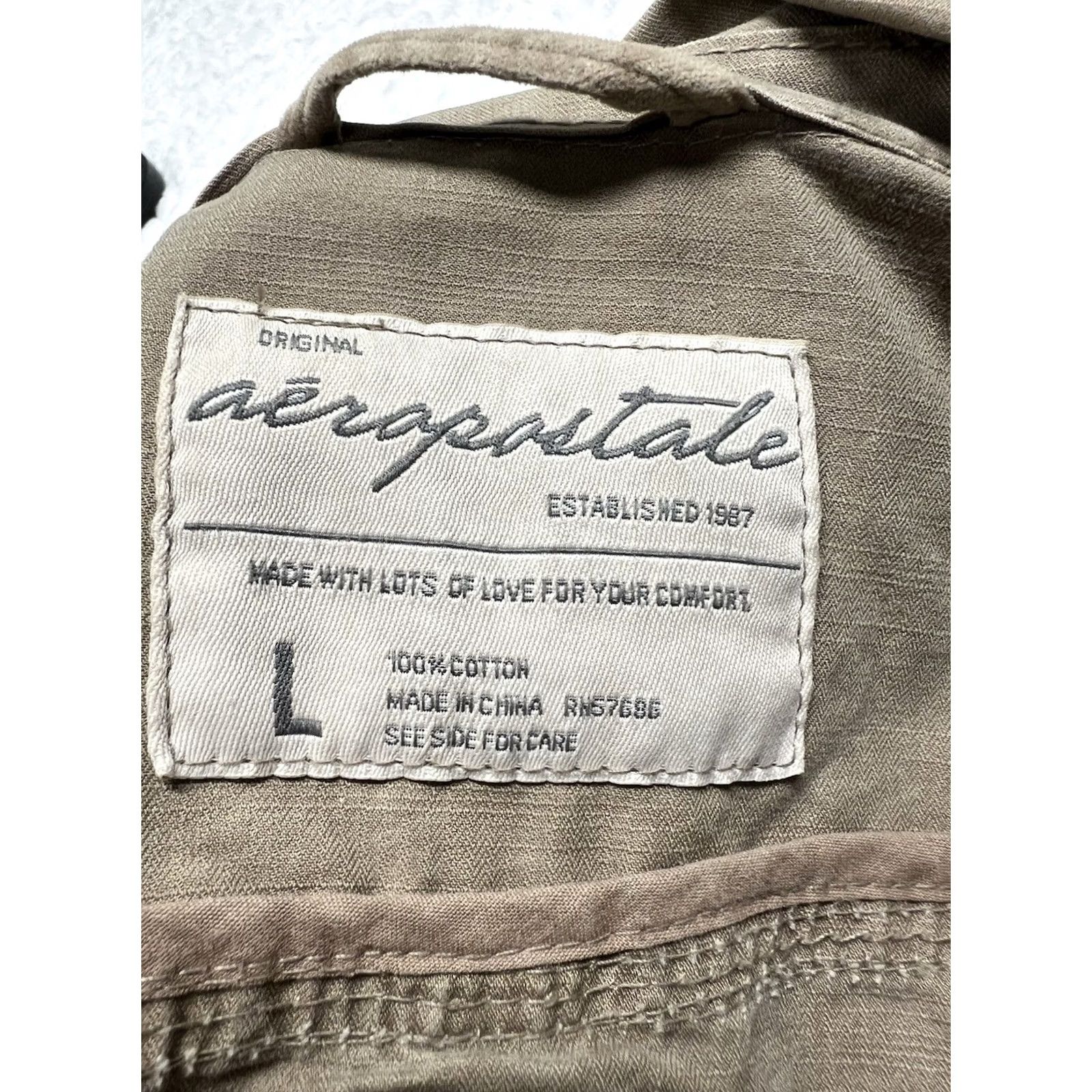 Vintage Aéropostale Women's Cargo Utility Military Jacket Khaki Beige L Coat Short Solid Pocket Pockets Button Closure Vintage Styled Mens Ladies Size L / US 10 / IT 46 - 7 Thumbnail