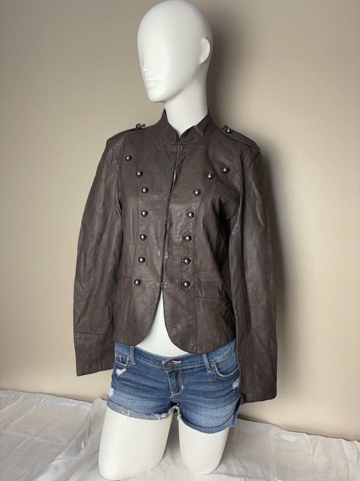 Genuine Leather Vintage Gussar Victorian Style Military Cropped Javjey Size XL / US 12-14 / IT 48-50 - 2 Thumbnail