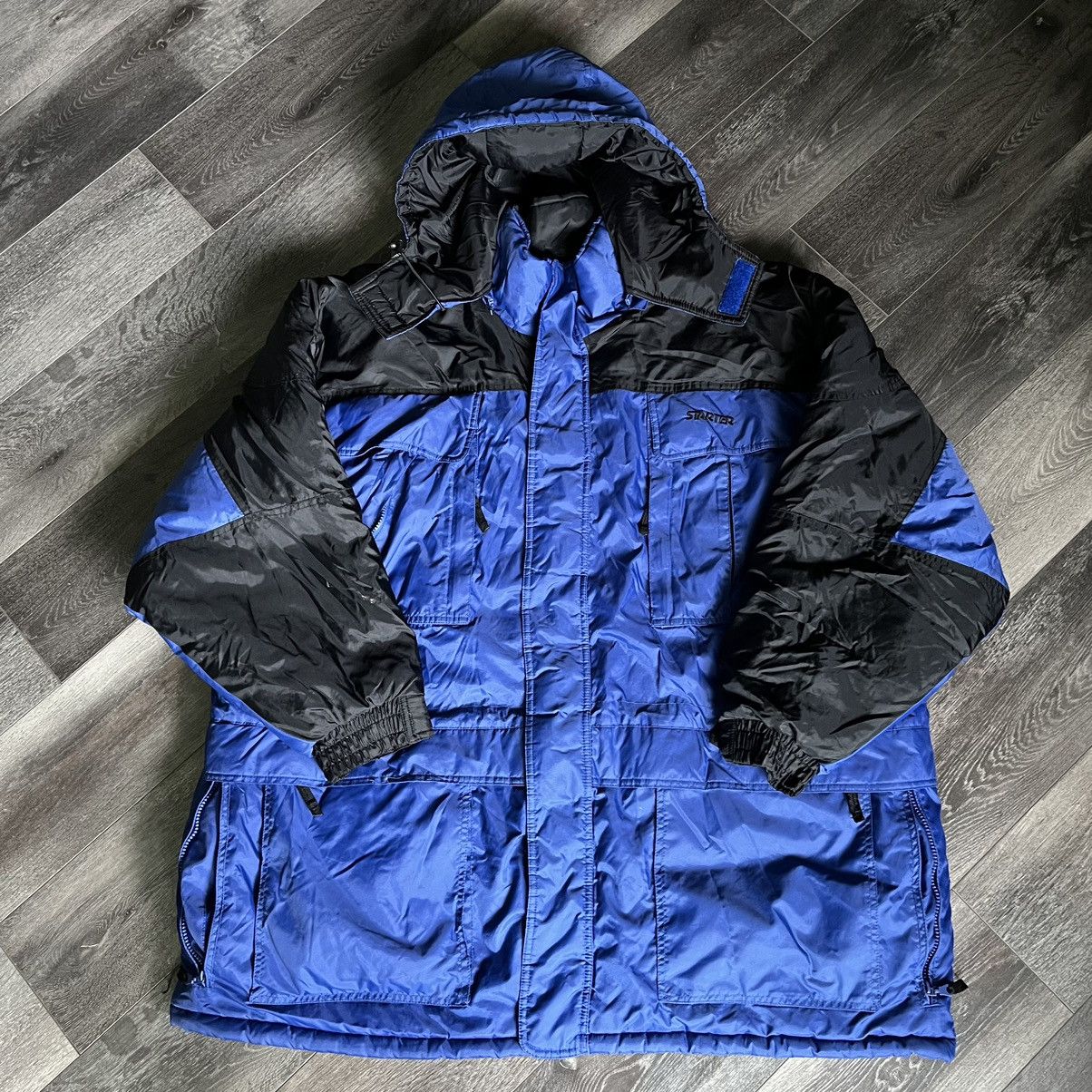 Starter Vintage 1990s Starter Puffer Jacket Royal Winter Zip Up Coat Size US XXL / EU 58 / 5 - 1 Thumbnail