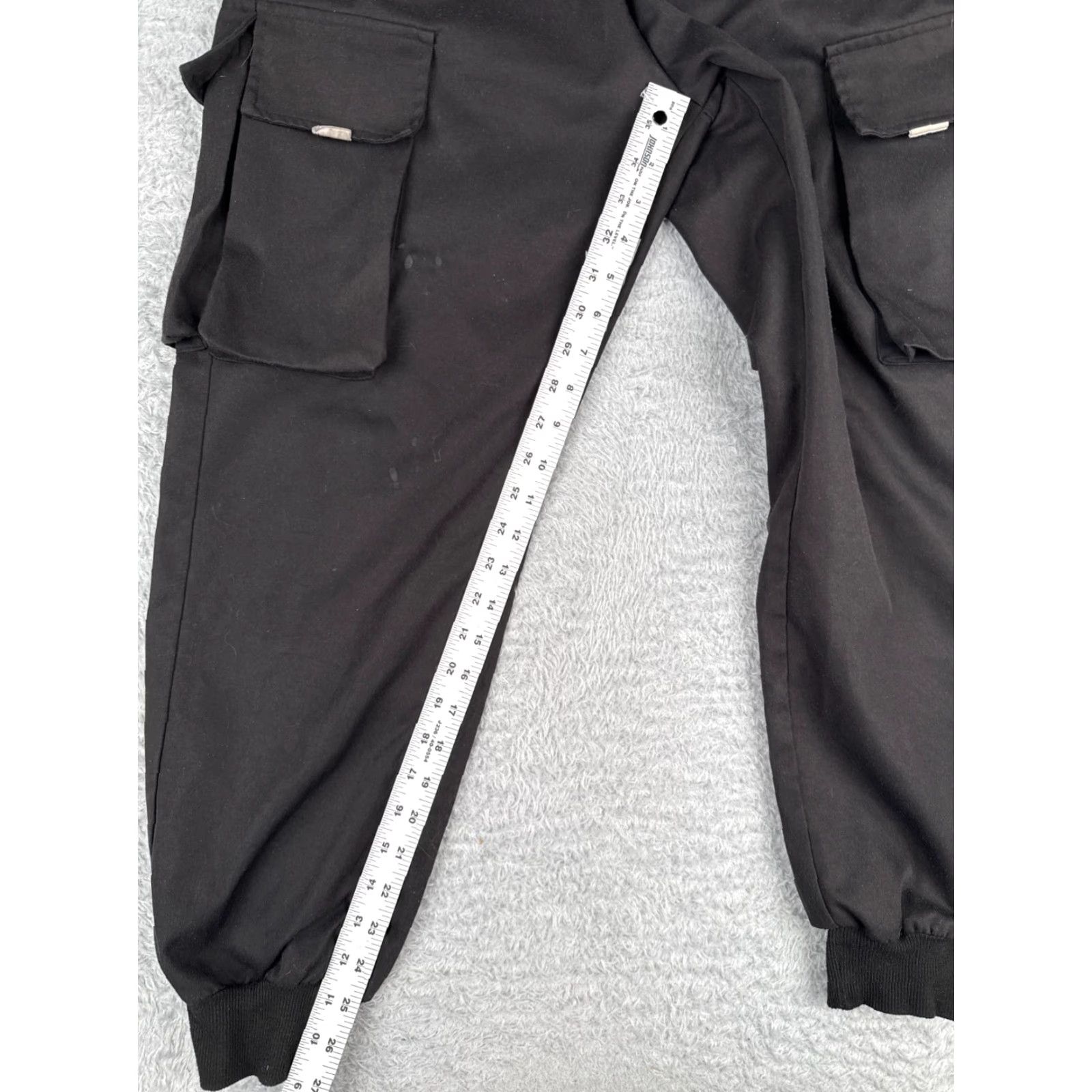 Shein Shein Pants Women Small Black Cargo Jogger Tapered High Rise Polyester 32x27 Womens Size 28" / US 6 / IT 42 - 6 Thumbnail