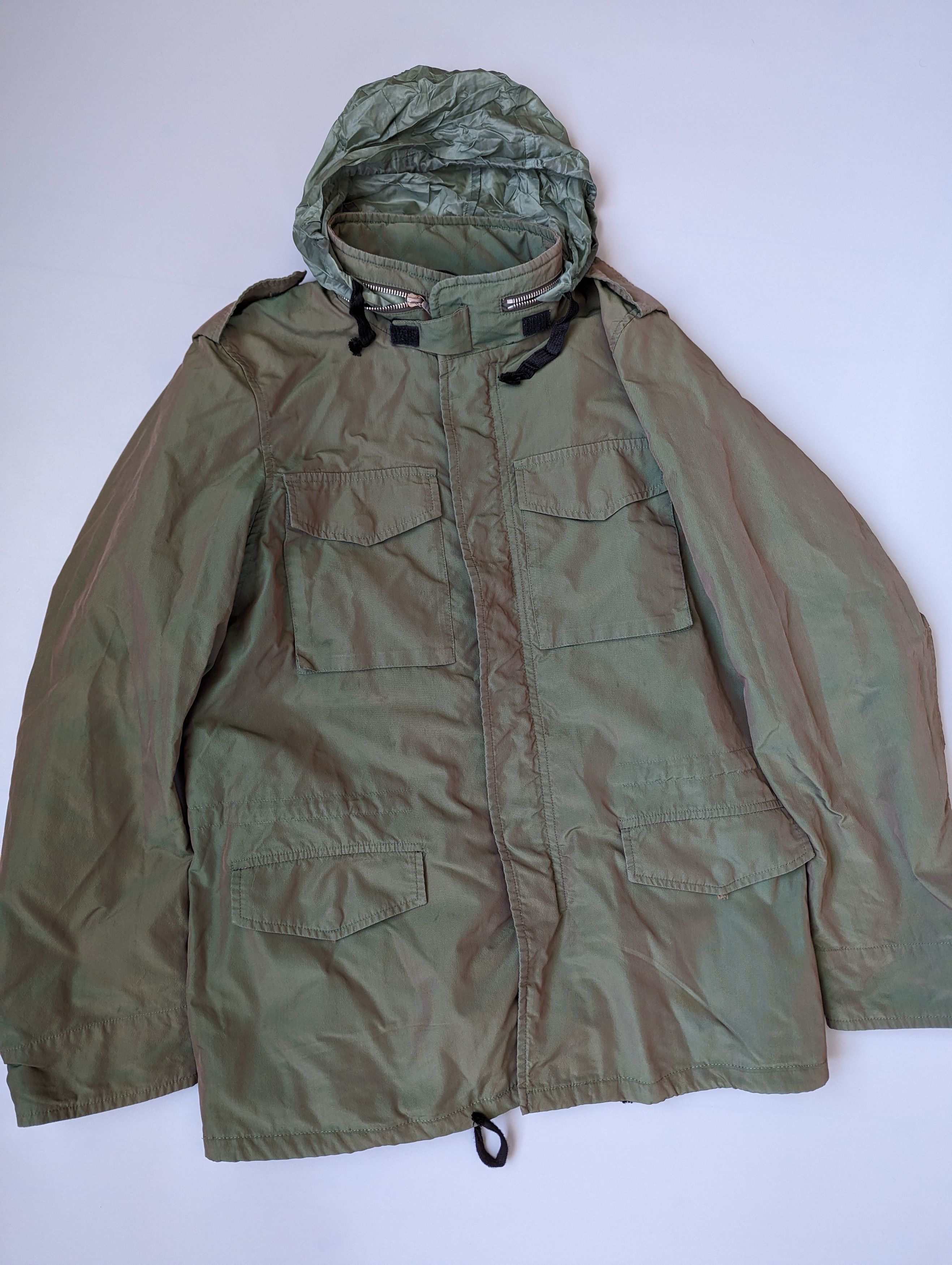 image of Dries Van Noten Nylon Parka Jacket With Warm Up in Green, Men's (Size Small)