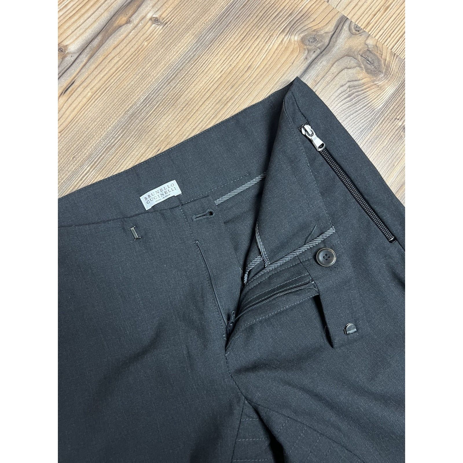Brunello Cucinelli MINT! Brunello Cucinelli Gray Moto Byker Style Wool Pants Si Size 28" / US 6 / IT 42 - 11 Thumbnail