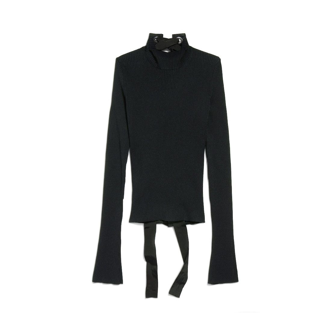 Balenciaga o1tr1nto0526 Lace-Up Fitted Turtleneck Sweater in Black Size M / US 6-8 / IT 42-44 - 1 Thumbnail