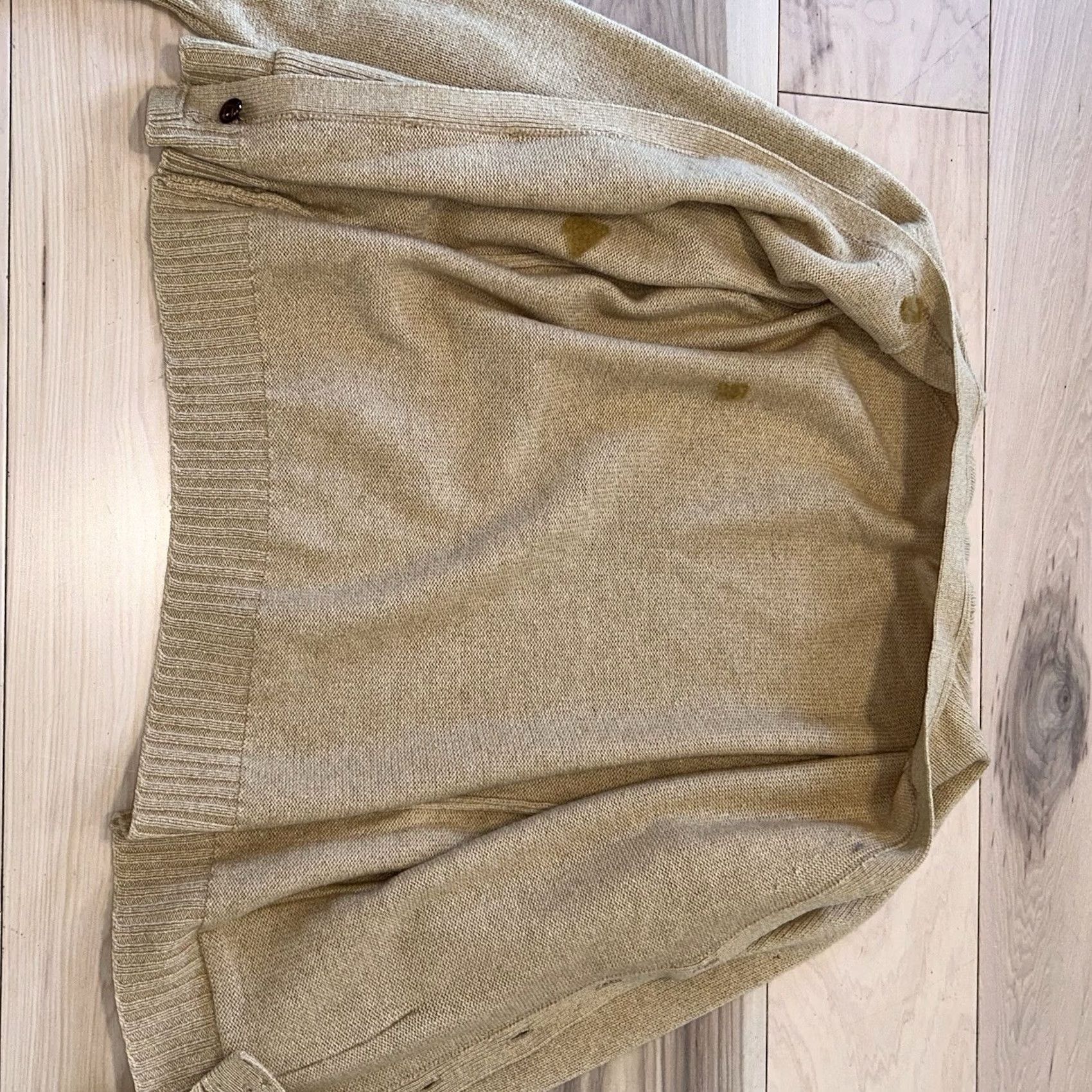Vintage VINTAGE L.L. Bean Cardigan Sweater Men Large Beige Camel Hair Wool V-Neck Button Pockets Elbow Patches All Seasons Lightweight Size US L / EU 52-54 / 3 - 8 Thumbnail