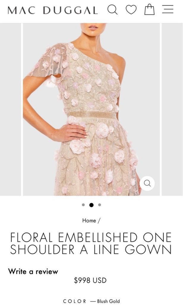 Mac Duggal Mac Duggal Blush Floral Embellished One Shoulder Gown 10 Size L / US 10 / IT 46 - 3 Thumbnail