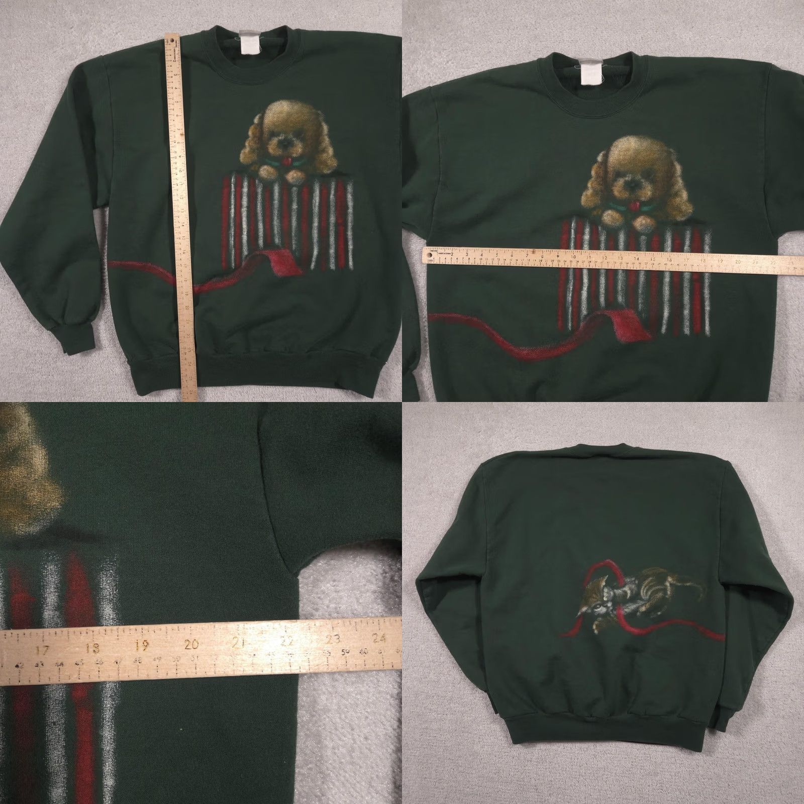 Jerzees VINTAGE Jerzees Sweatshirt Mens Large Green Dog Cat Christmas Gift Graphic 90s Size US L / EU 52-54 / 3 - 8 Thumbnail