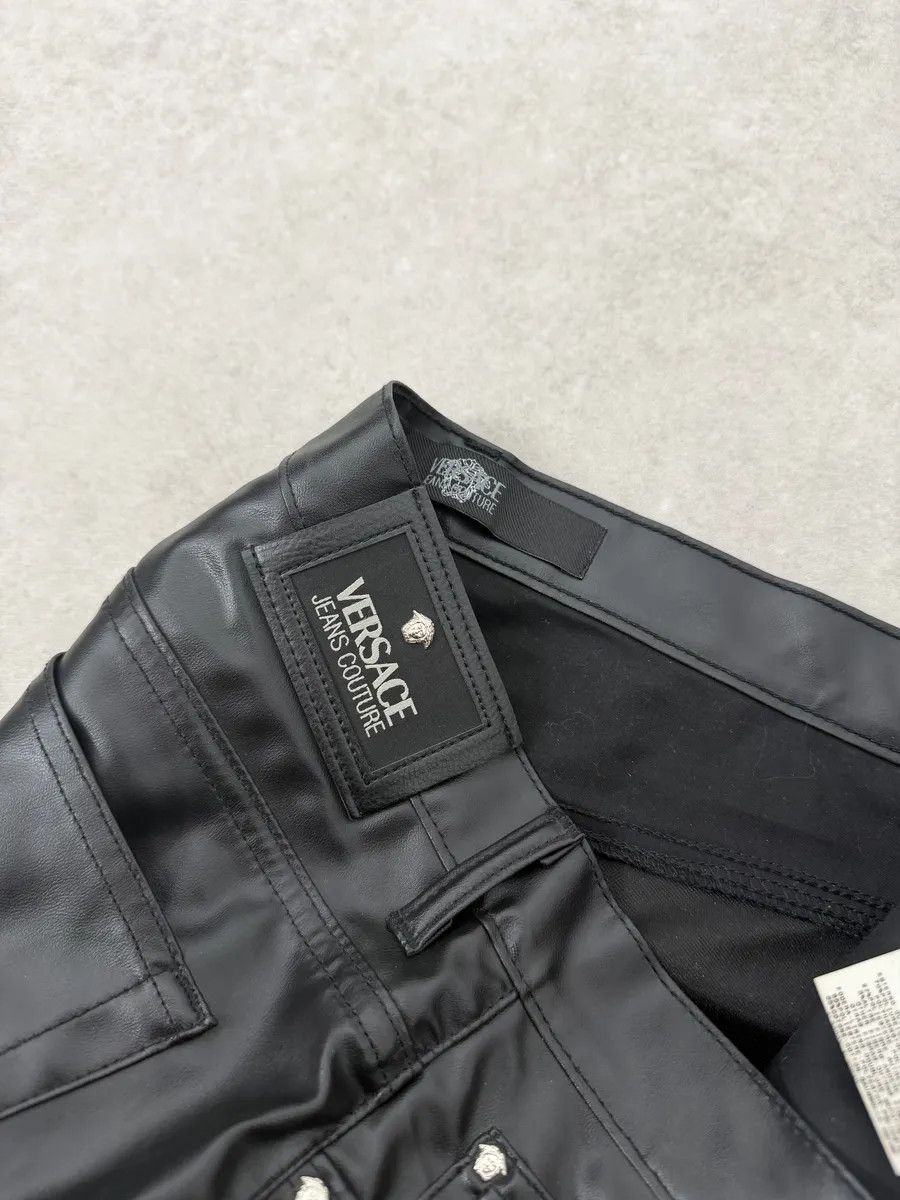Versace 2000s Versace Black Cozy Faux Leather Pants Size US 32 / EU 48 - 8 Thumbnail