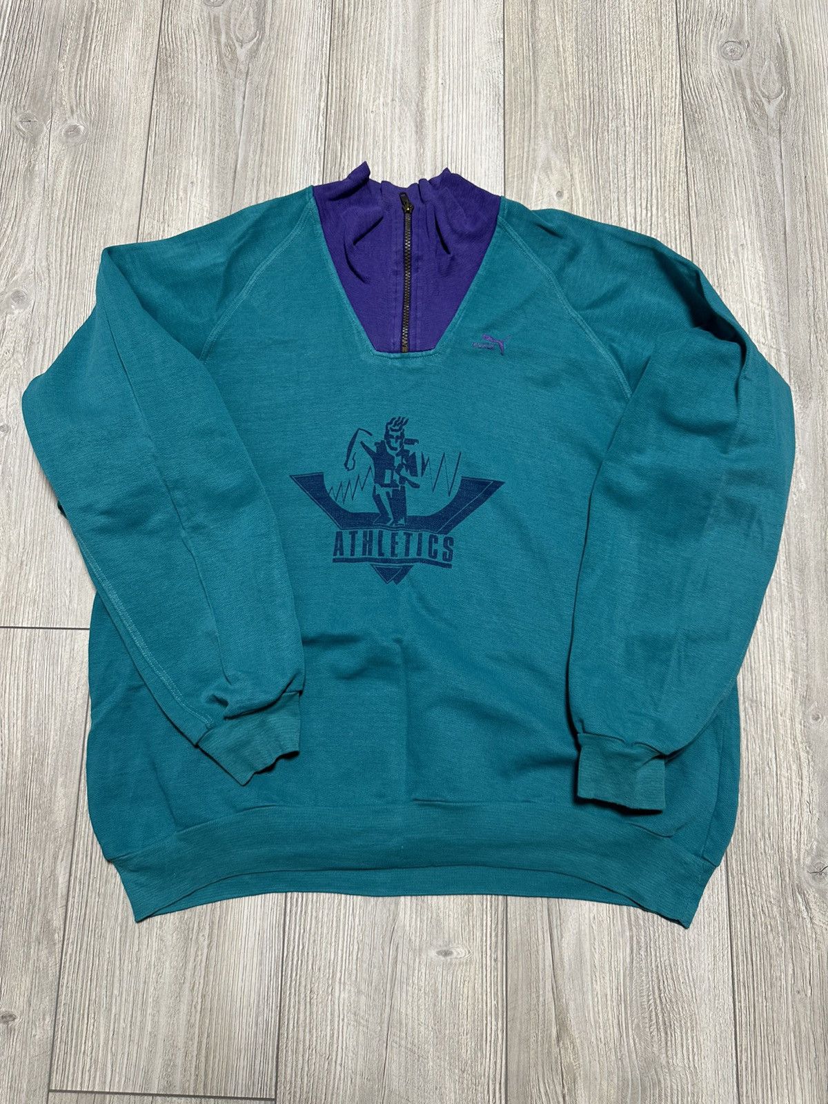 Puma 80s Puma Athletic Half-Zip Sweatshirt Jacket Size US L / EU 52-54 / 3 - 1 Thumbnail