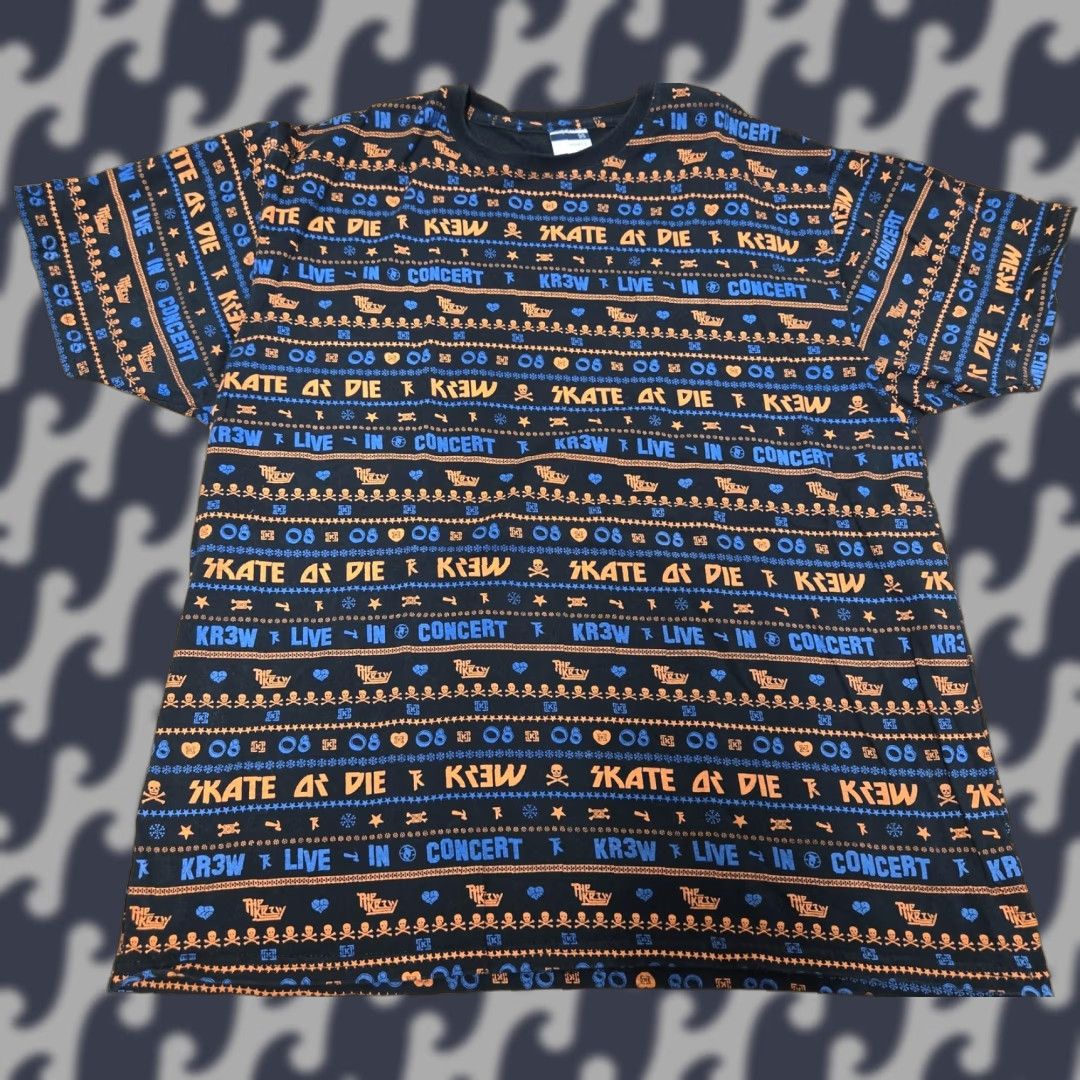 Vintage VINTAGE KR3W Shirt Mens Large Black Blue Orange All Over Print Skate Or Die Graphic Tee Size US L / EU 52-54 / 3 - 1 Thumbnail