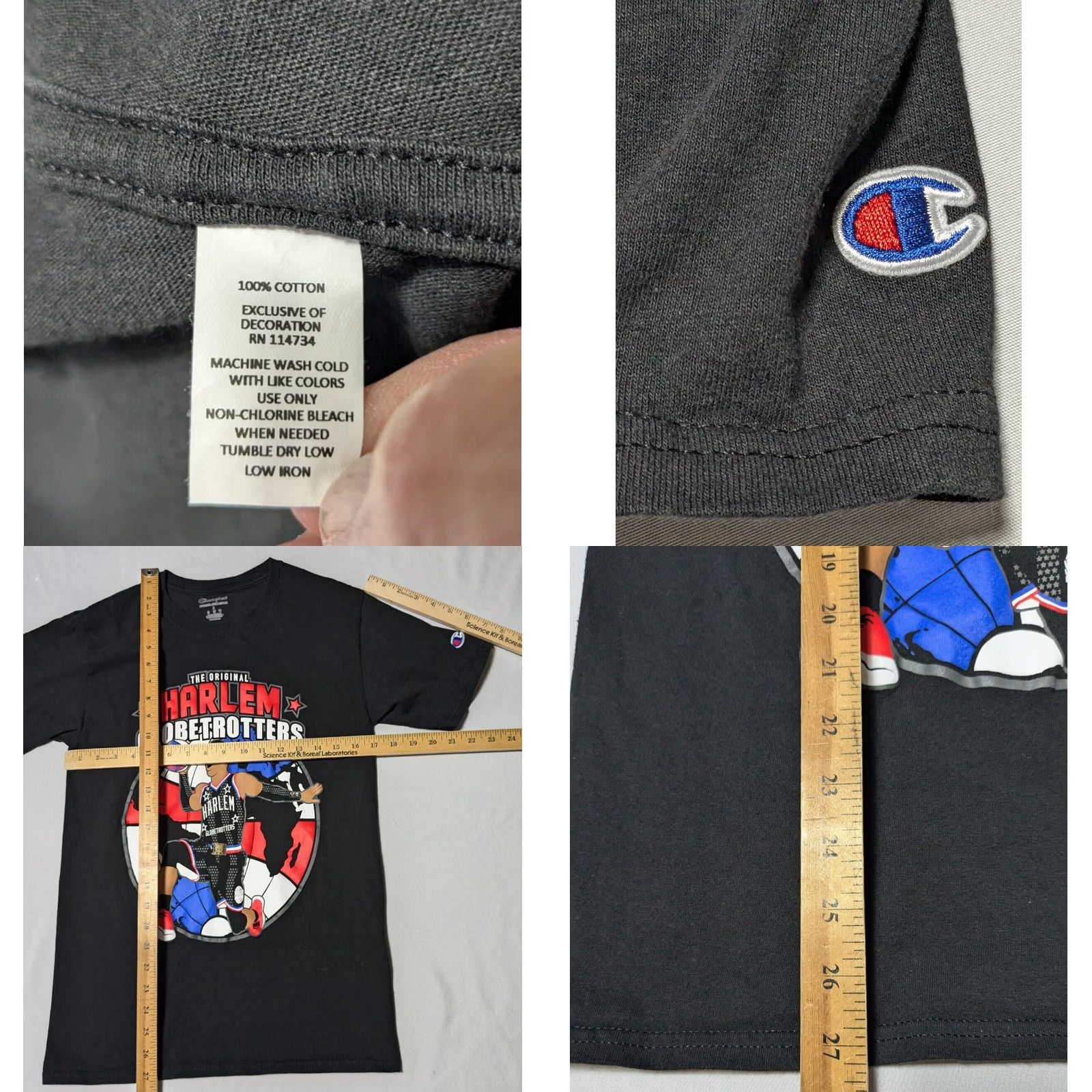 Champion Champion Harlem Globetrotters World Tour Double-Sided Men Small Black T-Shirt Size US S / EU 44-46 / 1 - 8 Thumbnail