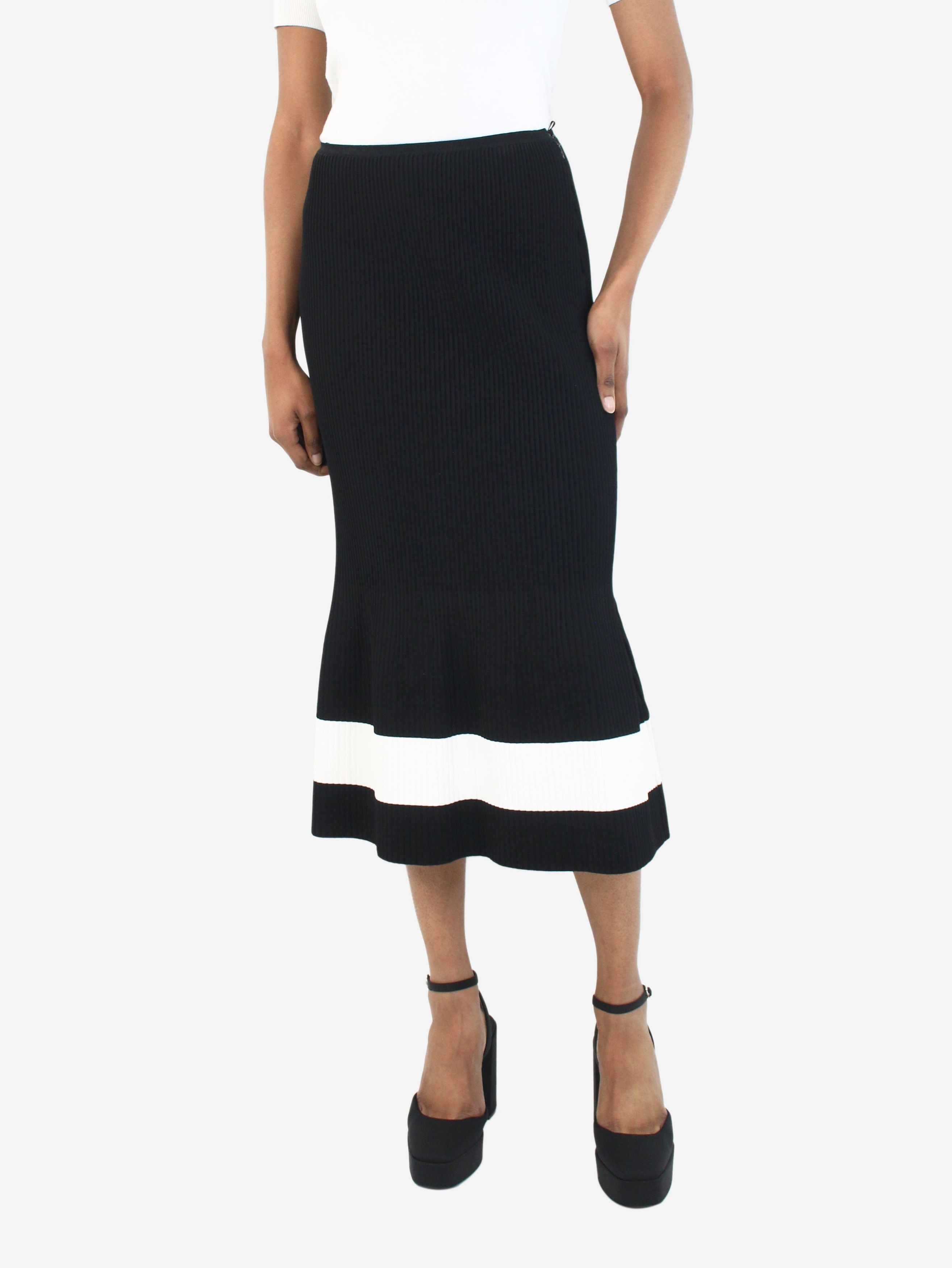 image of Victoria Beckham Black Ribbed Midi Skirt - Size Us 2, Women's