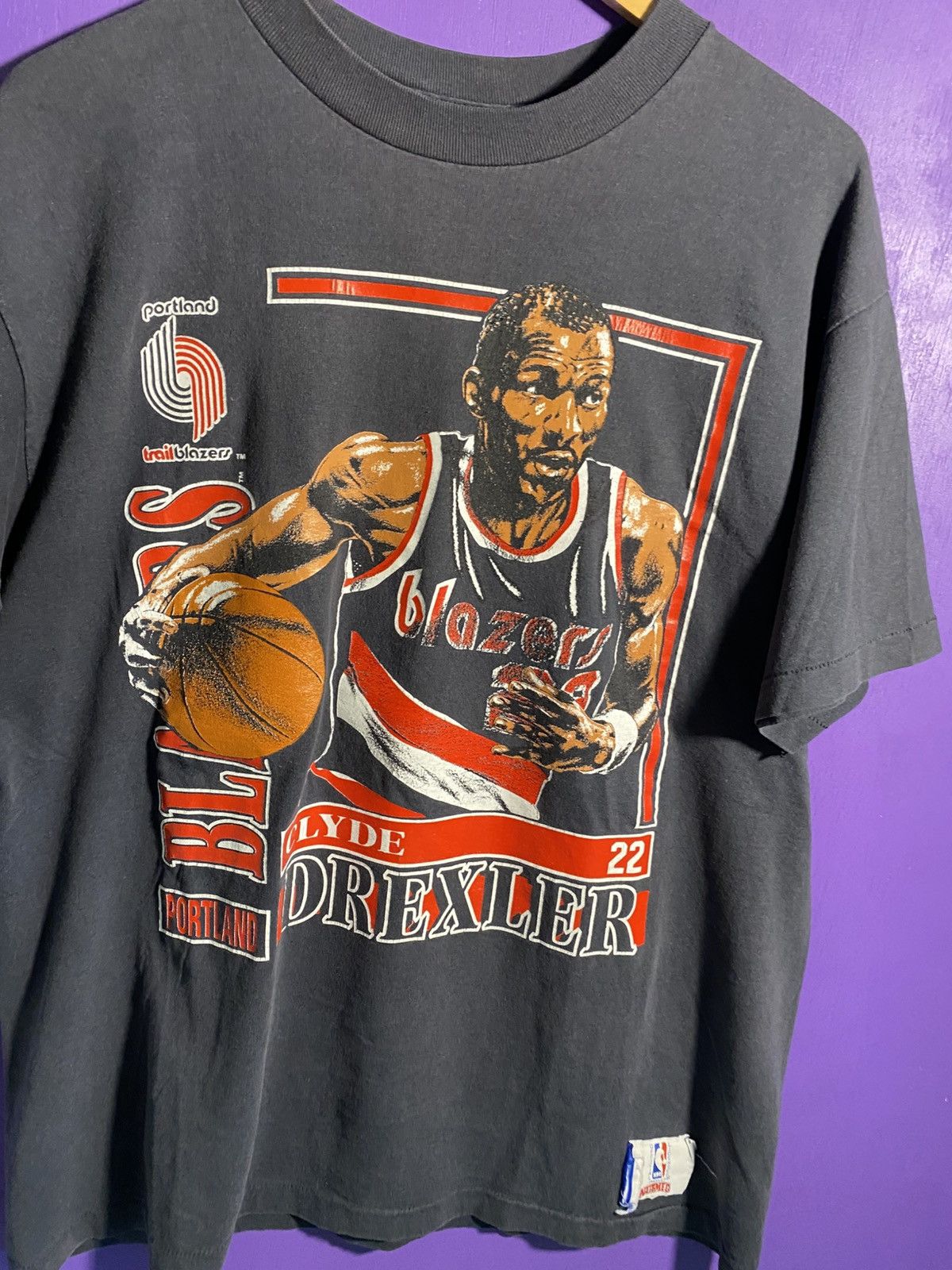 Nutmeg Vintage 1990 Nutmeg Trailblazers Clyde Drexler player tee Size US XL / EU 56 / 4 - 3 Thumbnail