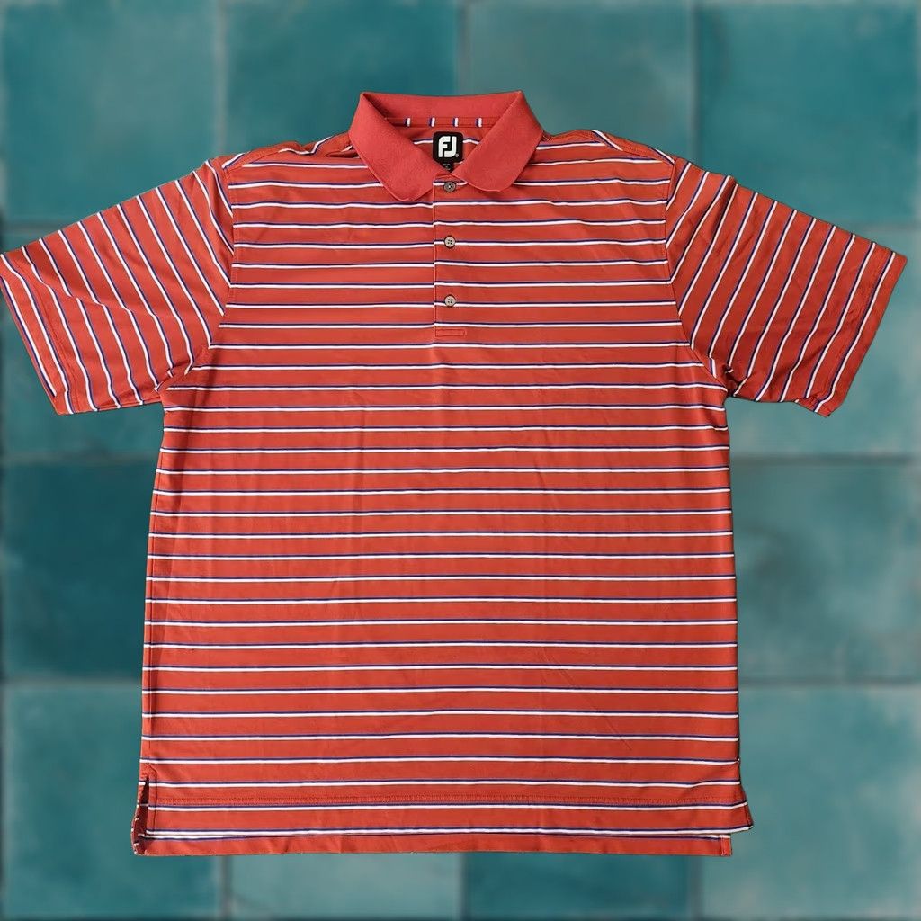 Footjoy Footjoy Polo Shirt Mens 2XL Red Striped Performance Golf Activewear Top Size US XXL / EU 58 / 5 - 1 Thumbnail
