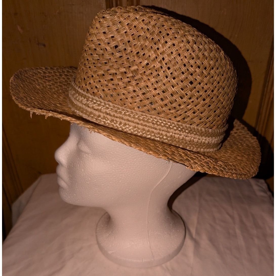 Panama Jack Vintage Bruce & Marci Straw Stetson Fedora Hat Med Women's Size ONE SIZE - 3 Thumbnail