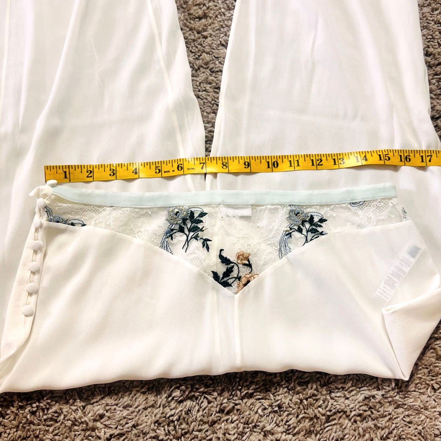 La Perla La Perla White Blue Lace Sheer Lounge Pants Silk US Medium Woman M White Vintage 90s Boho Lace Sheer Lounge Pants Silk US Medium Women Size 32" / US 10 / IT 46 - 3 Thumbnail