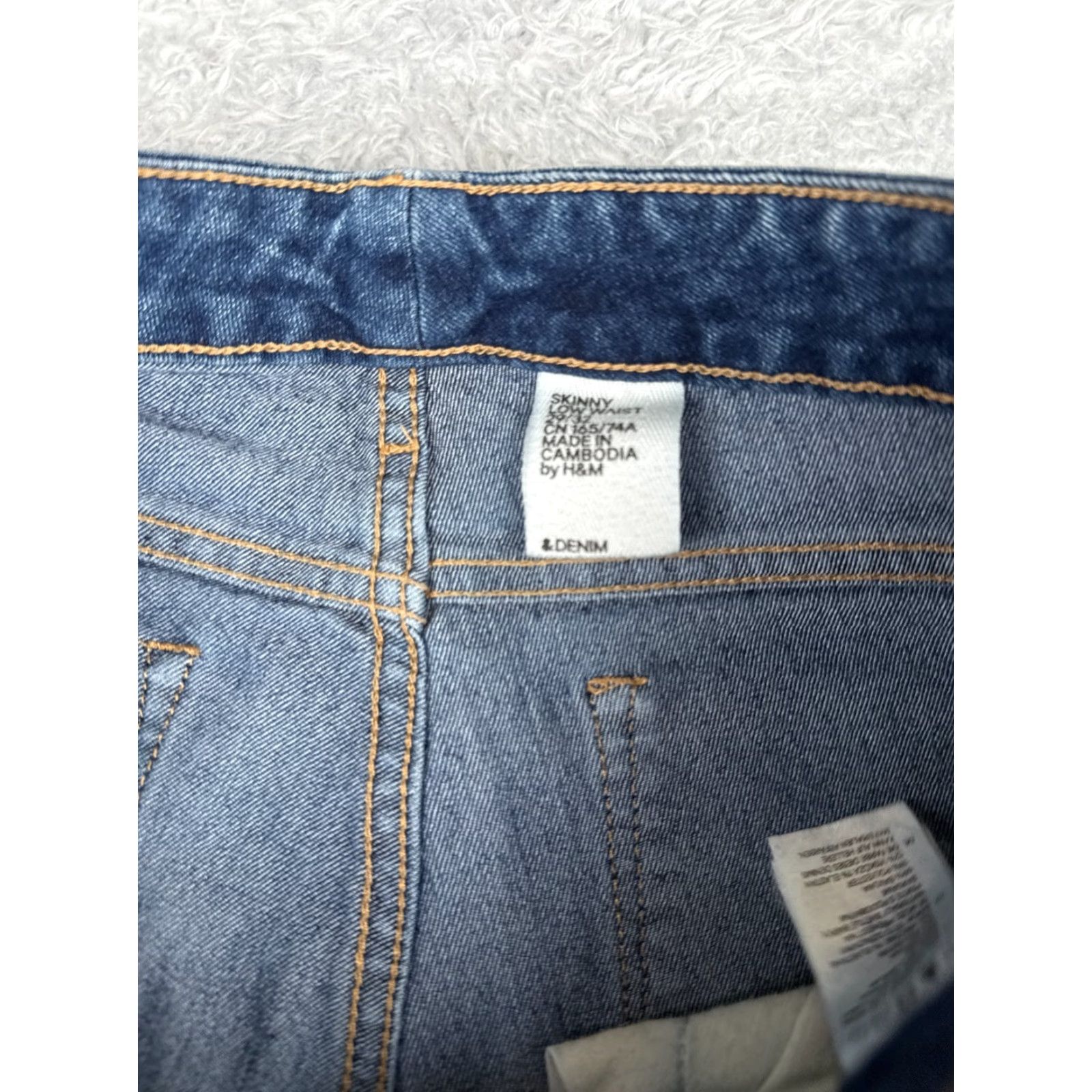 Denime &Denim Jeans Womens 29 Blue Skinny Low Waist Cotton Blend Distressed 29x32 Jeans Size 29" - 6 Thumbnail
