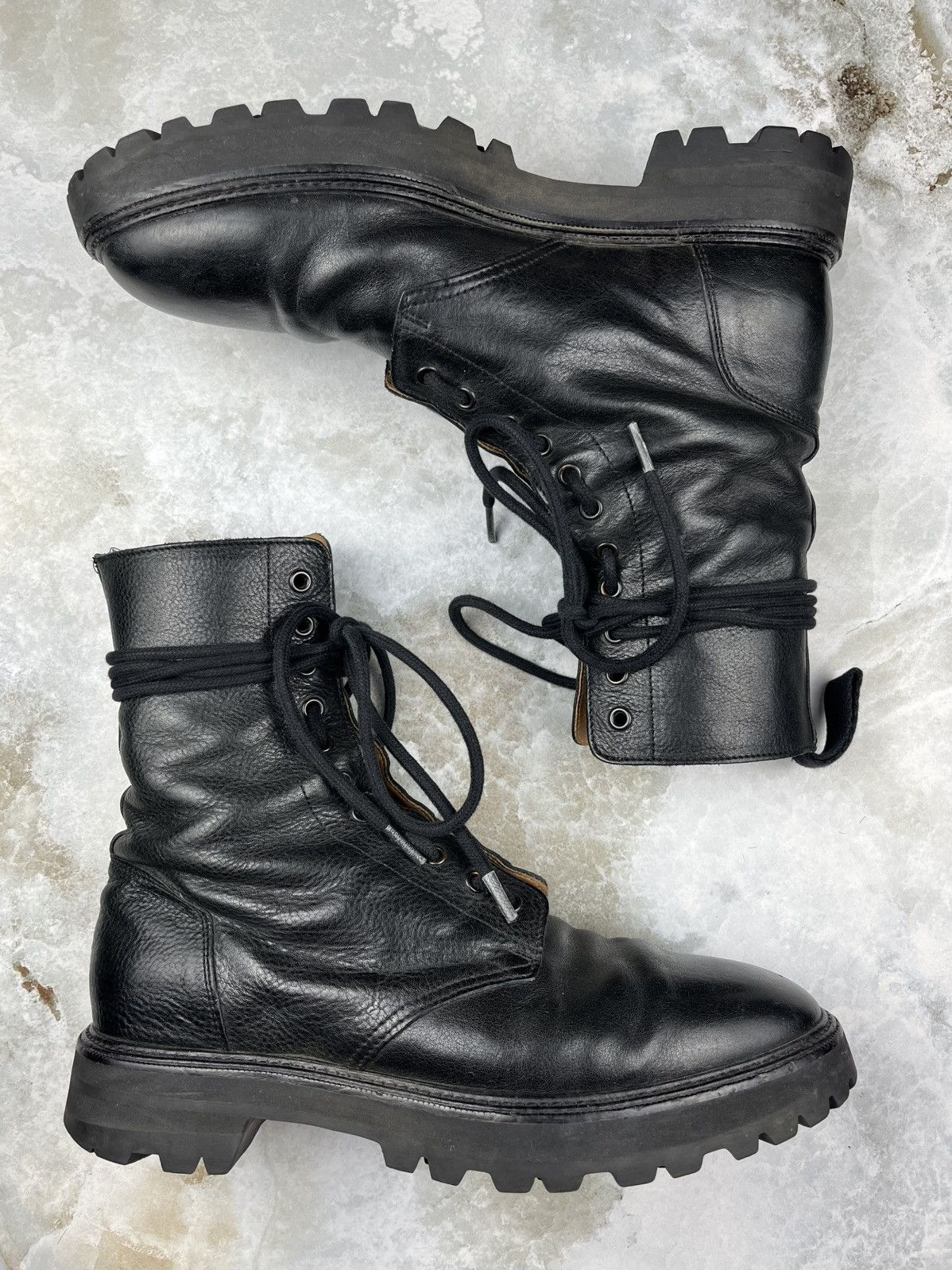 Maison Margiela SS18 Maison Margiela Lug Sole Black Leather Combat Boots Size US 9 / EU 42 - 3 Thumbnail