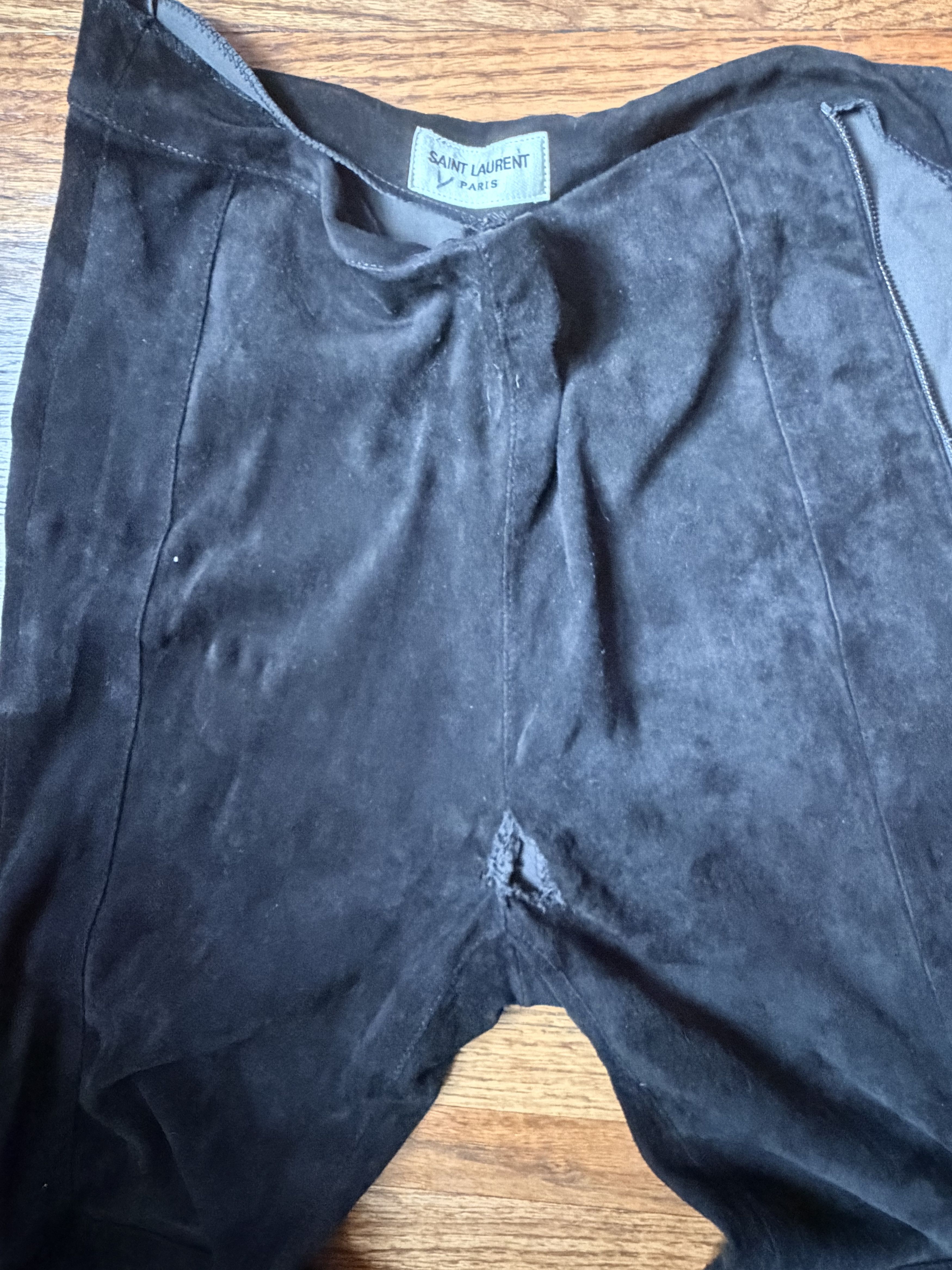 Yves Saint Laurent YSL Suede Biker Black Pant Size 26" / US 2 / IT 38 - 6 Thumbnail