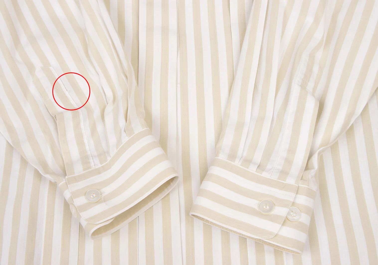 Issey Miyake Stripe Band Collar Shirt in Beige and White, Size M Size US M / EU 48-50 / 2 - 5 Thumbnail