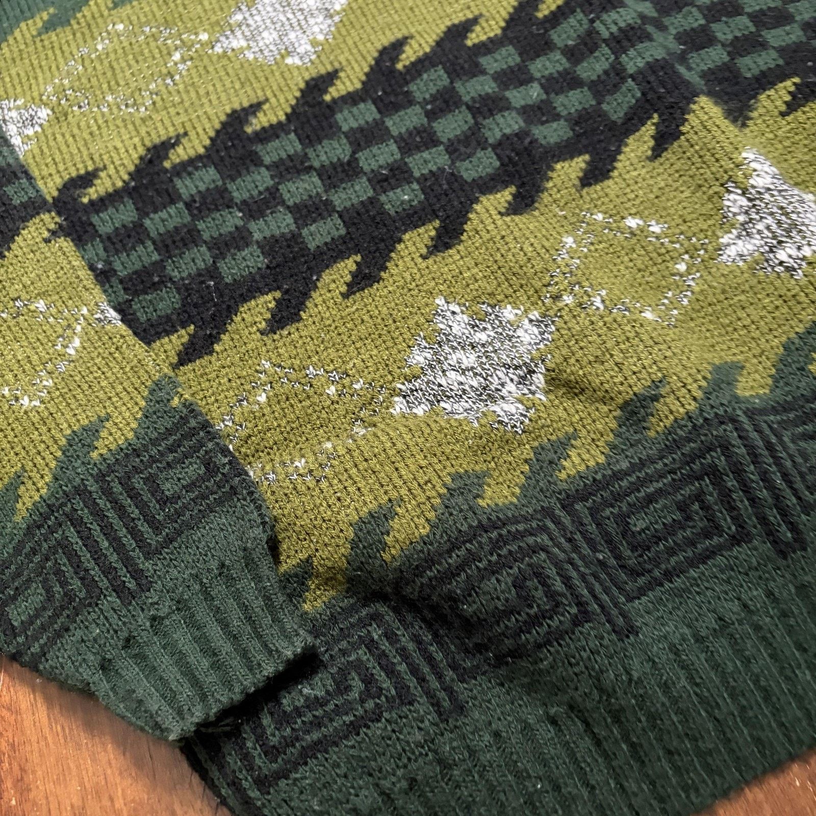 Vintage Vtg Adam Sloane Sweater Mens L Green Geometric Knit USA 90s Size US L / EU 52-54 / 3 - 4 Thumbnail