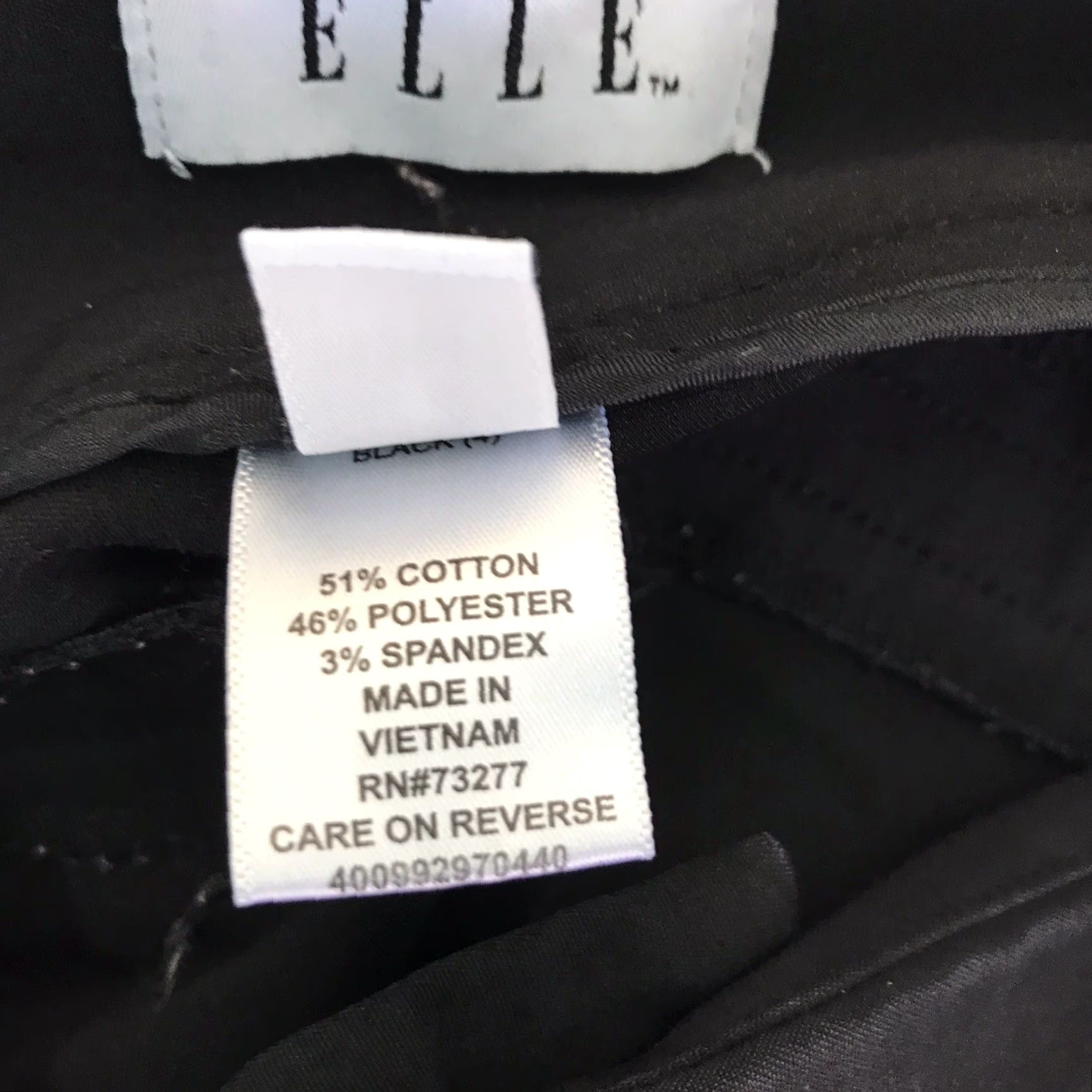 Vintage ELLE Black Straight Fit Dress Pants Womens Size 4 Regular Lightweight Business Casual Travel Size 27" / US 4 / IT 40 - 4 Thumbnail