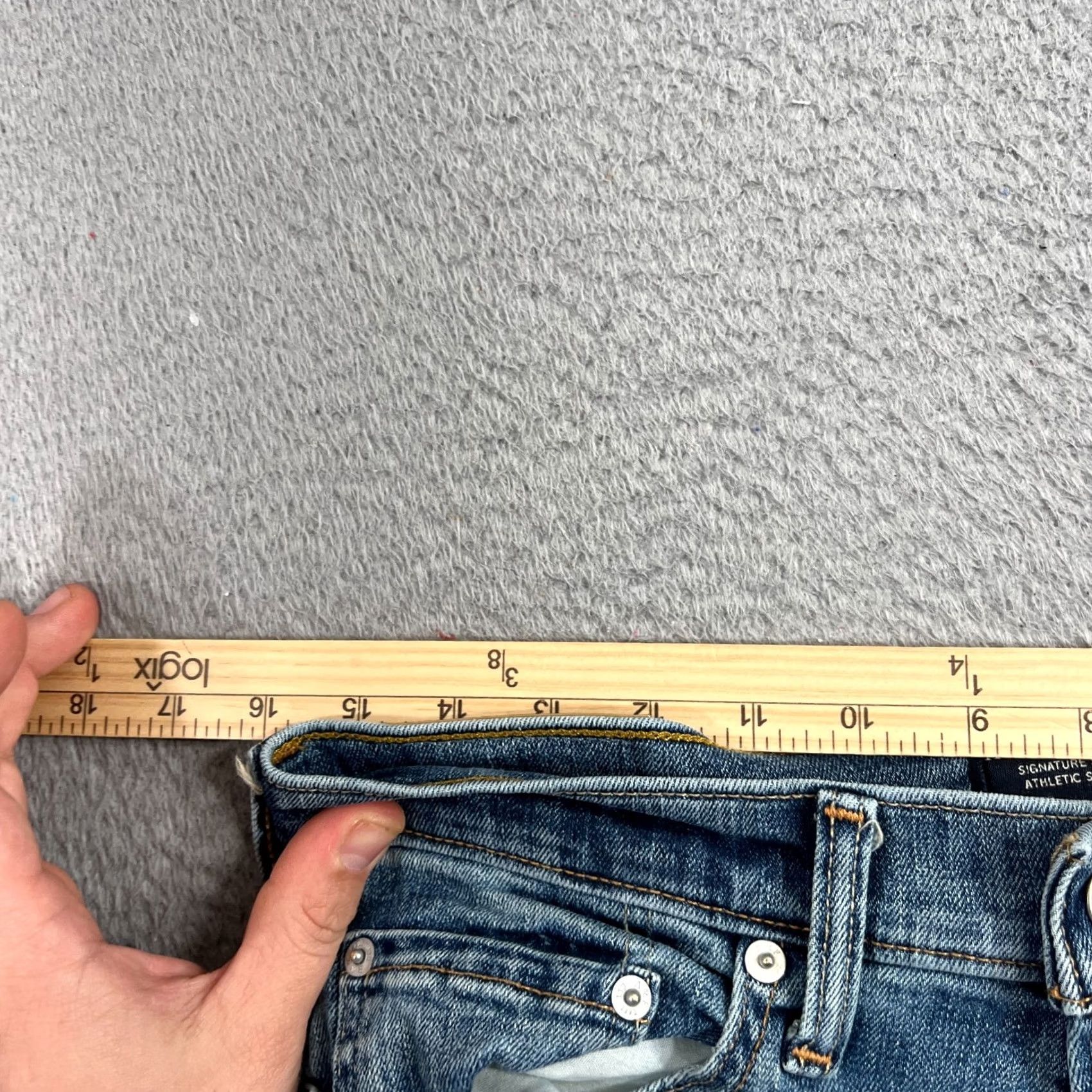 Abercrombie & Fitch Abercrombie & Fitch Jeans Athletic Straight Mens 32x28 Tag 30x30 Logo Stretch Denim Blue 5-Pocket Signature Stretch Modern Classic Mens Size US 30 / EU 46 - 6 Thumbnail